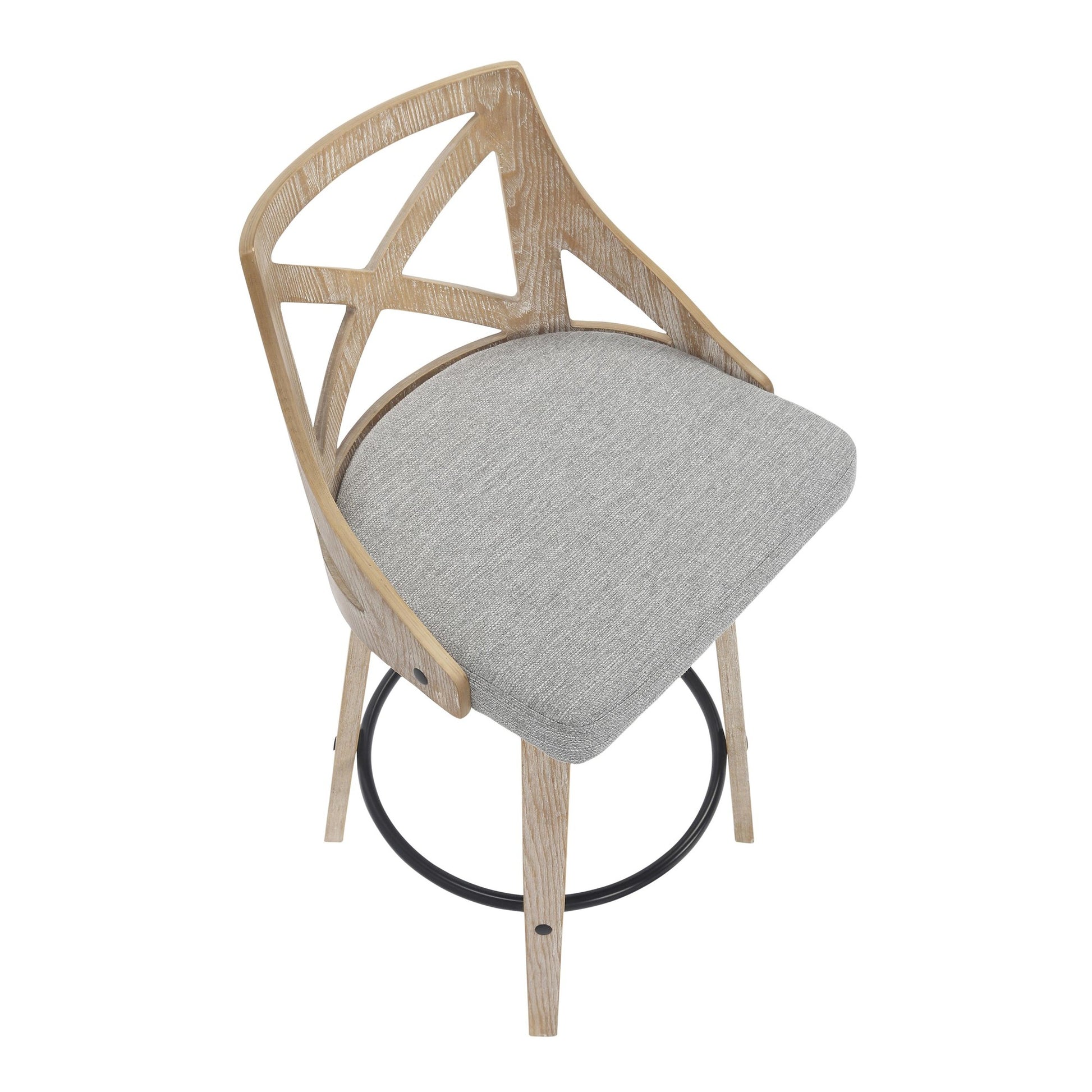 Charlotte Farmhouse Counter Stool in White Washed Wood and Blue Fabric By LumiSource - Set of 2 | Counter Stools | Modishstore - 11