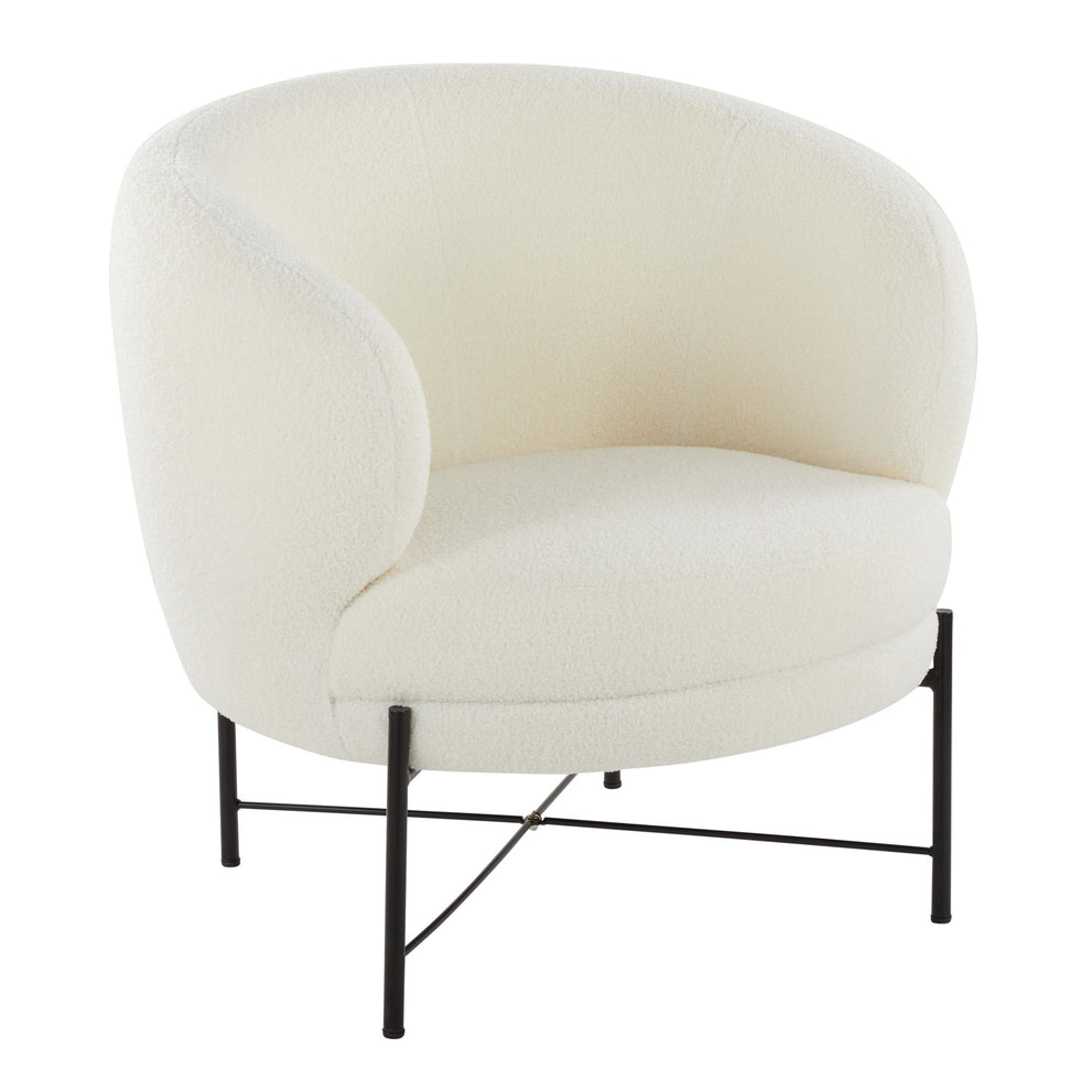 Chloe Contemporary Accent Chair in Black Metal and White Sherpa Fabric By LumiSource | Accent Chairs | Modishstore - 2