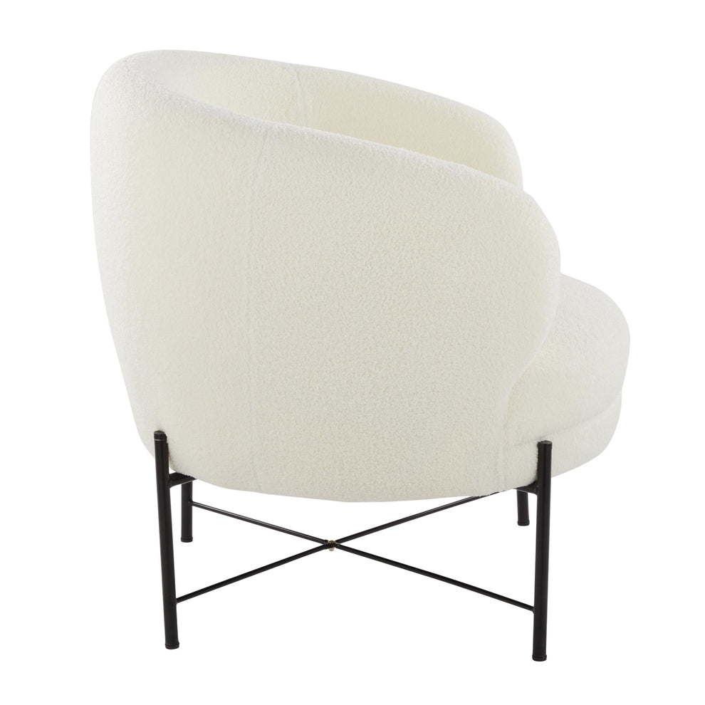 Chloe Contemporary Accent Chair in Black Metal and White Sherpa Fabric By LumiSource | Accent Chairs | Modishstore - 5