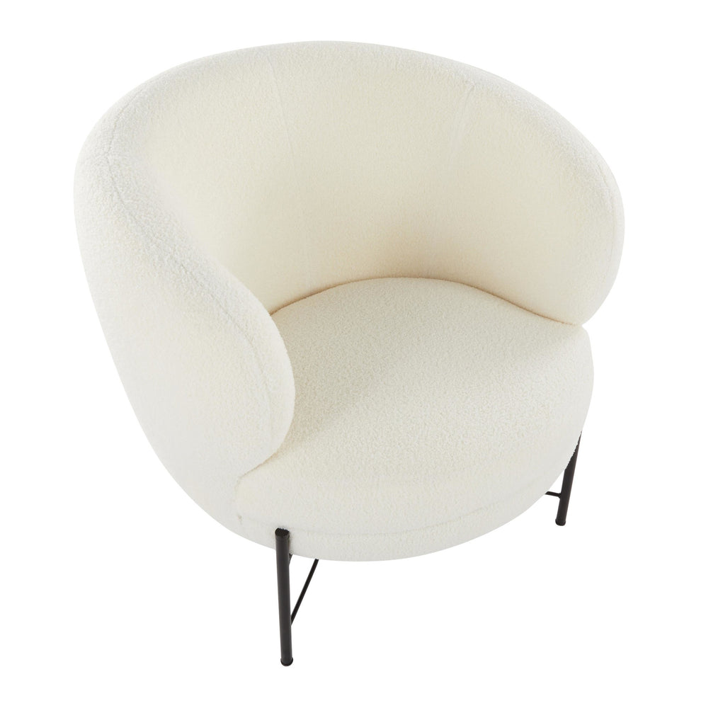 Chloe Contemporary Accent Chair in Black Metal and White Sherpa Fabric By LumiSource | Accent Chairs | Modishstore - 3