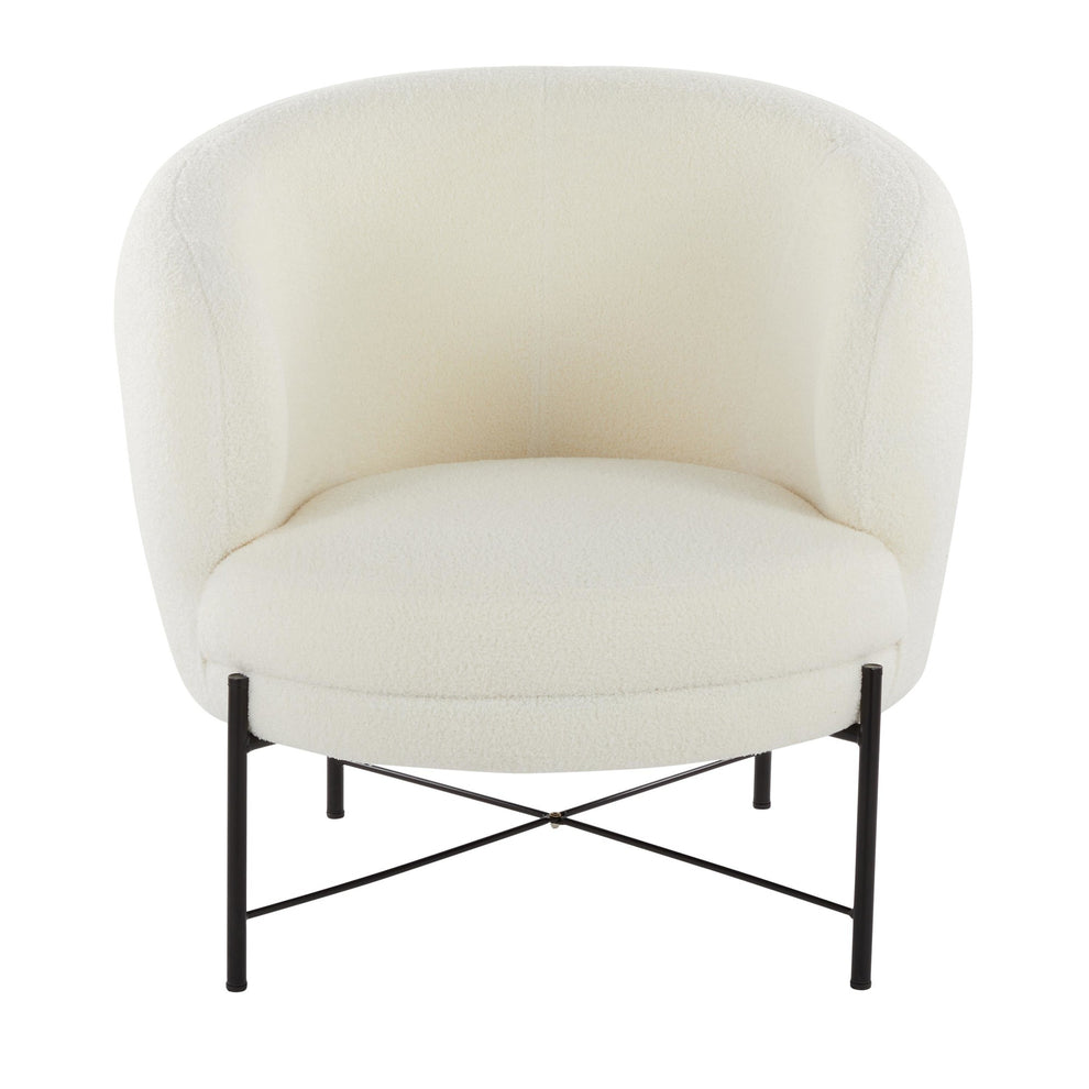 Chloe Contemporary Accent Chair in Black Metal and White Sherpa Fabric By LumiSource | Accent Chairs | Modishstore - 8