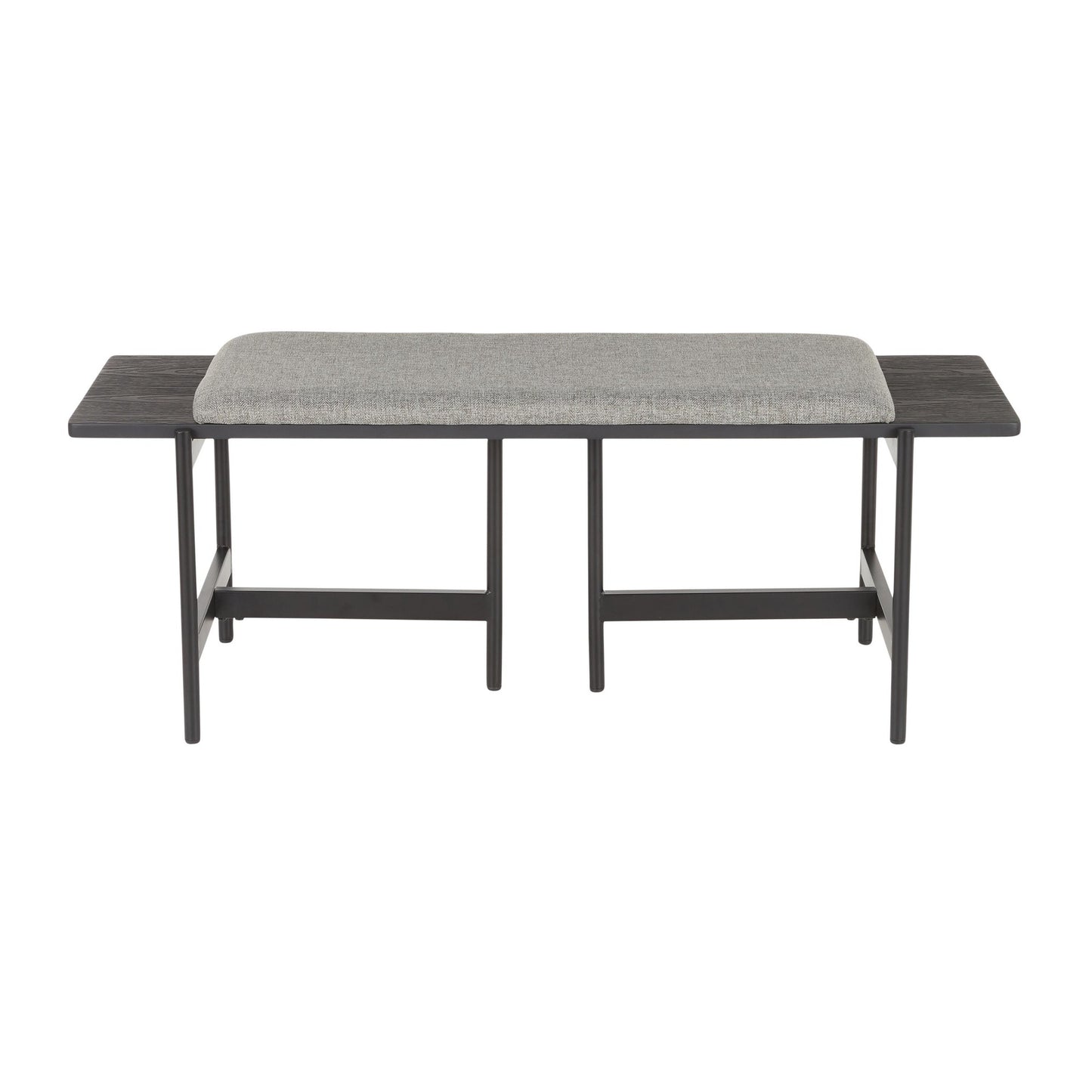 Chloe Contemporary Bench in Black Metal and Grey Fabric with Black Wood Accents By LumiSource | Benches | Modishstore - 9