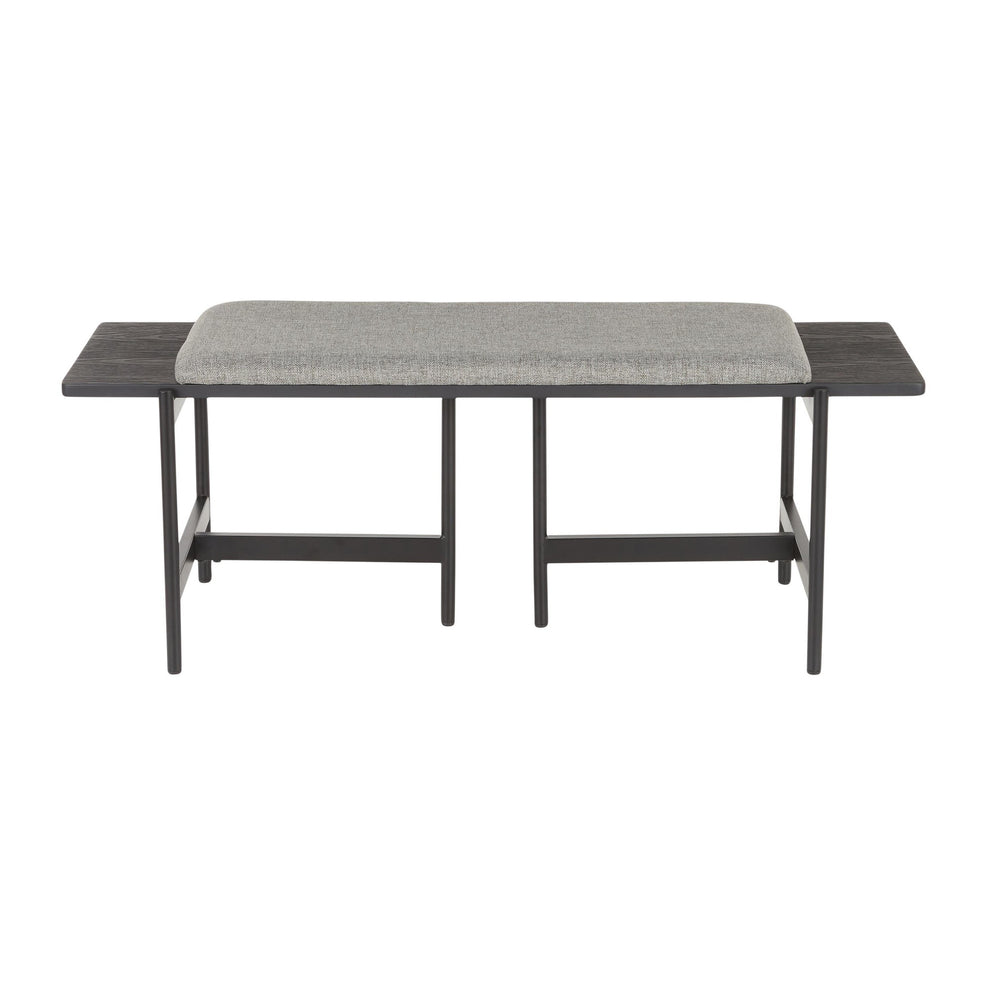 Chloe Contemporary Bench in Black Metal and Grey Fabric with Black Wood Accents By LumiSource | Benches | Modishstore - 9