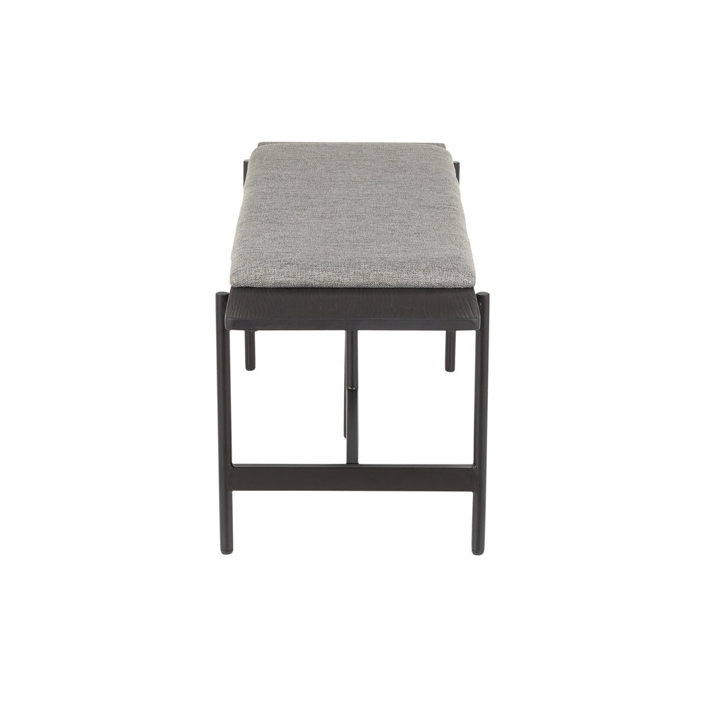 Chloe Contemporary Bench in Black Metal and Grey Fabric with Black Wood Accents By LumiSource | Benches | Modishstore - 6
