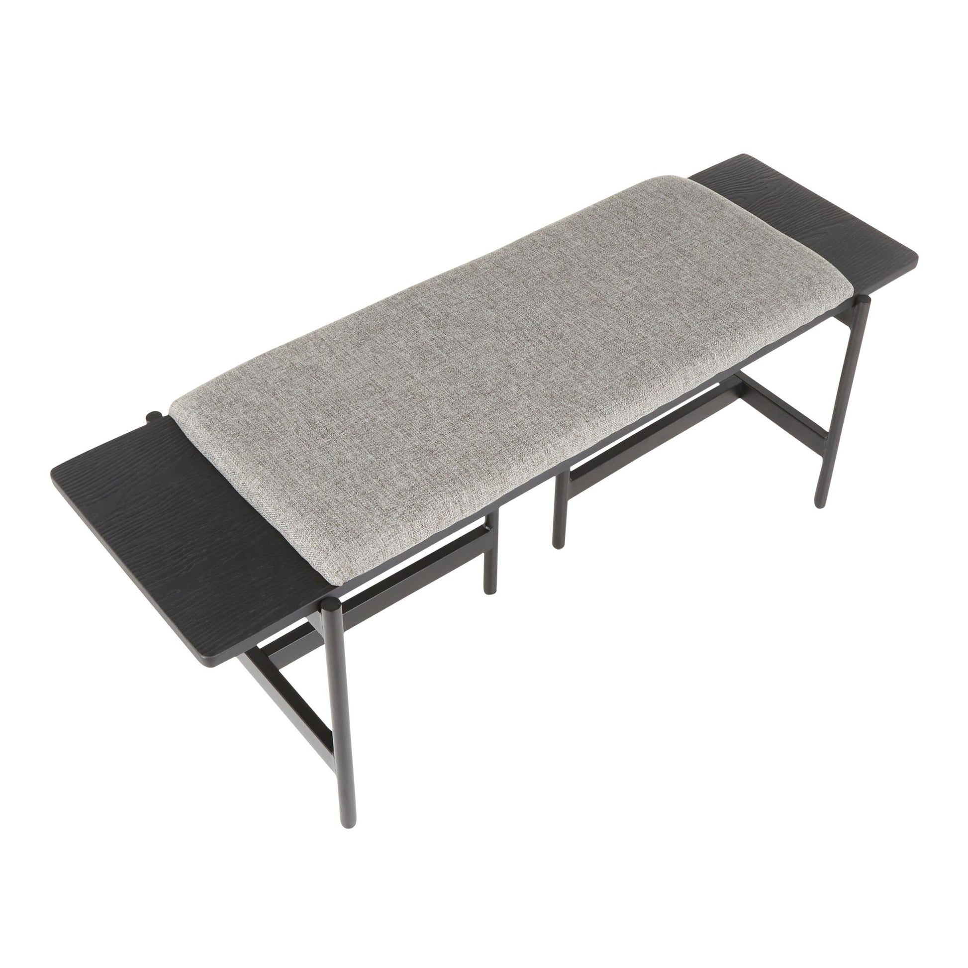 Chloe Contemporary Bench in Black Metal and Grey Fabric with Black Wood Accents By LumiSource | Benches | Modishstore - 4