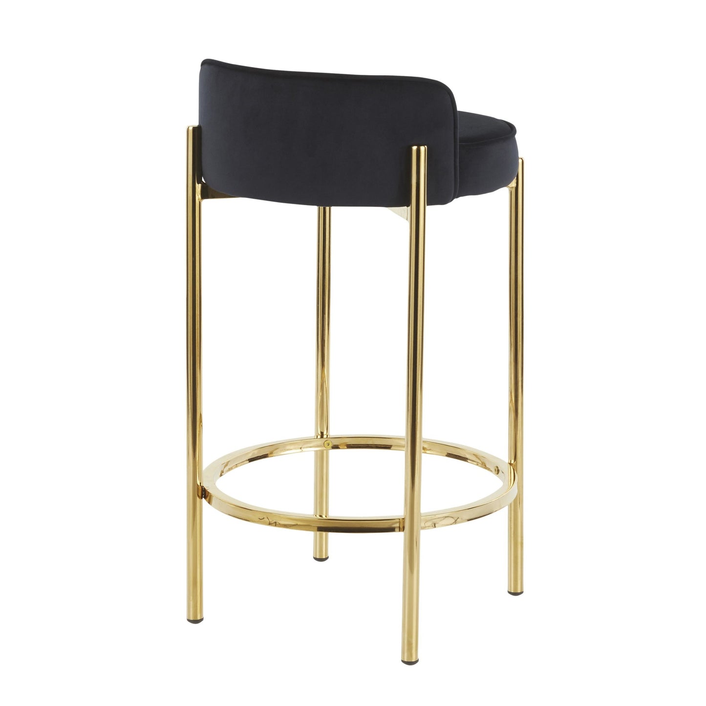 Chloe Contemporary Counter Stool in Gold Metal and Black Faux Leather By LumiSource - Set of 2 | Counter Stools | Modishstore - 7