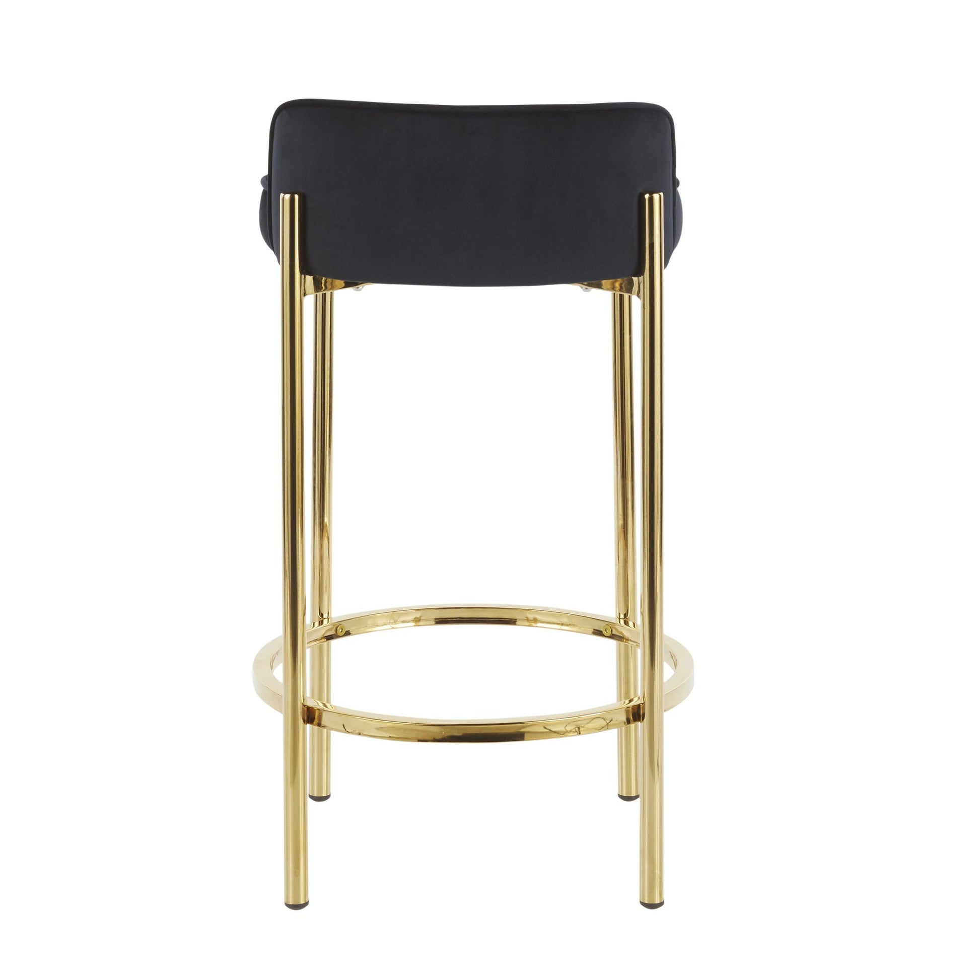 Chloe Contemporary Counter Stool in Gold Metal and Black Faux Leather By LumiSource - Set of 2 | Counter Stools | Modishstore - 8