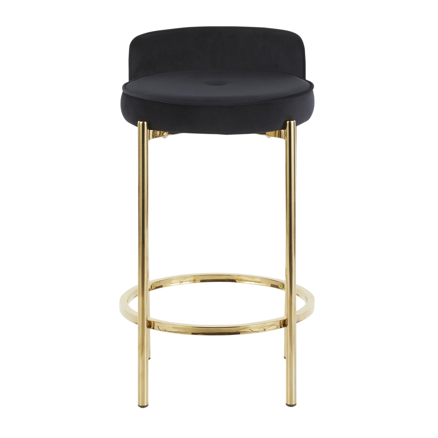 Chloe Contemporary Counter Stool in Gold Metal and Black Faux Leather By LumiSource - Set of 2 | Counter Stools | Modishstore - 2
