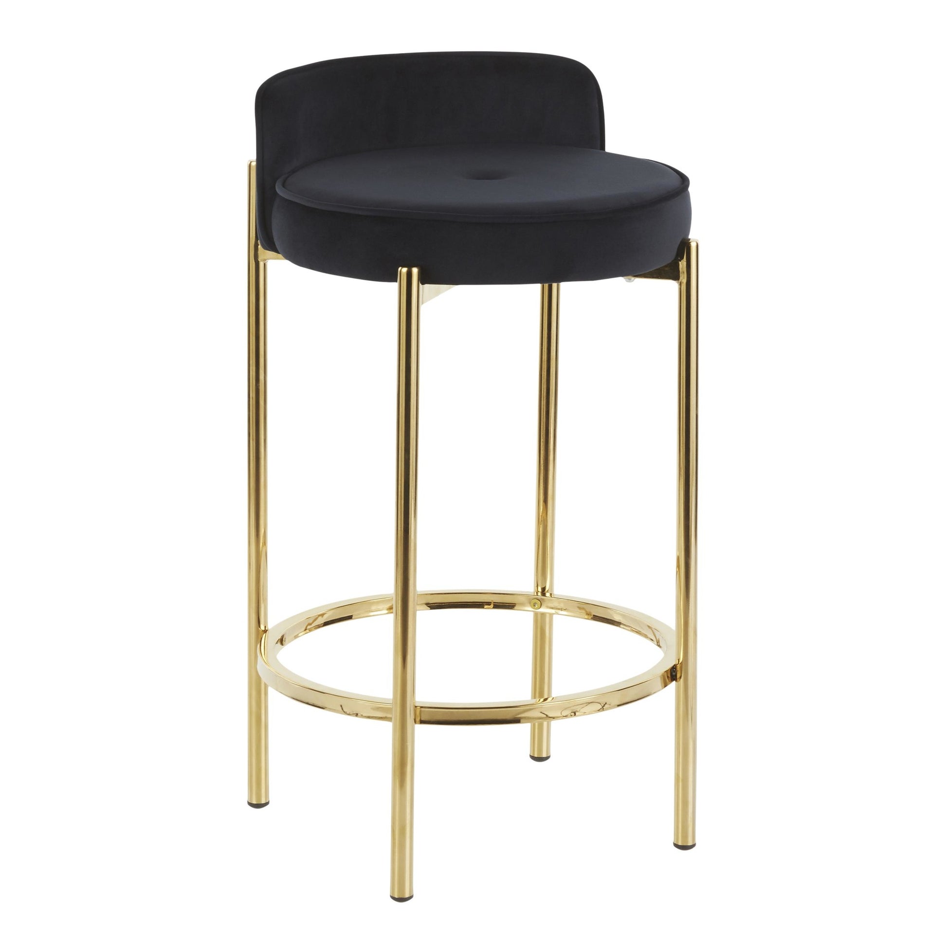 Chloe Contemporary Counter Stool in Gold Metal and Black Faux Leather By LumiSource - Set of 2 | Counter Stools | Modishstore - 5