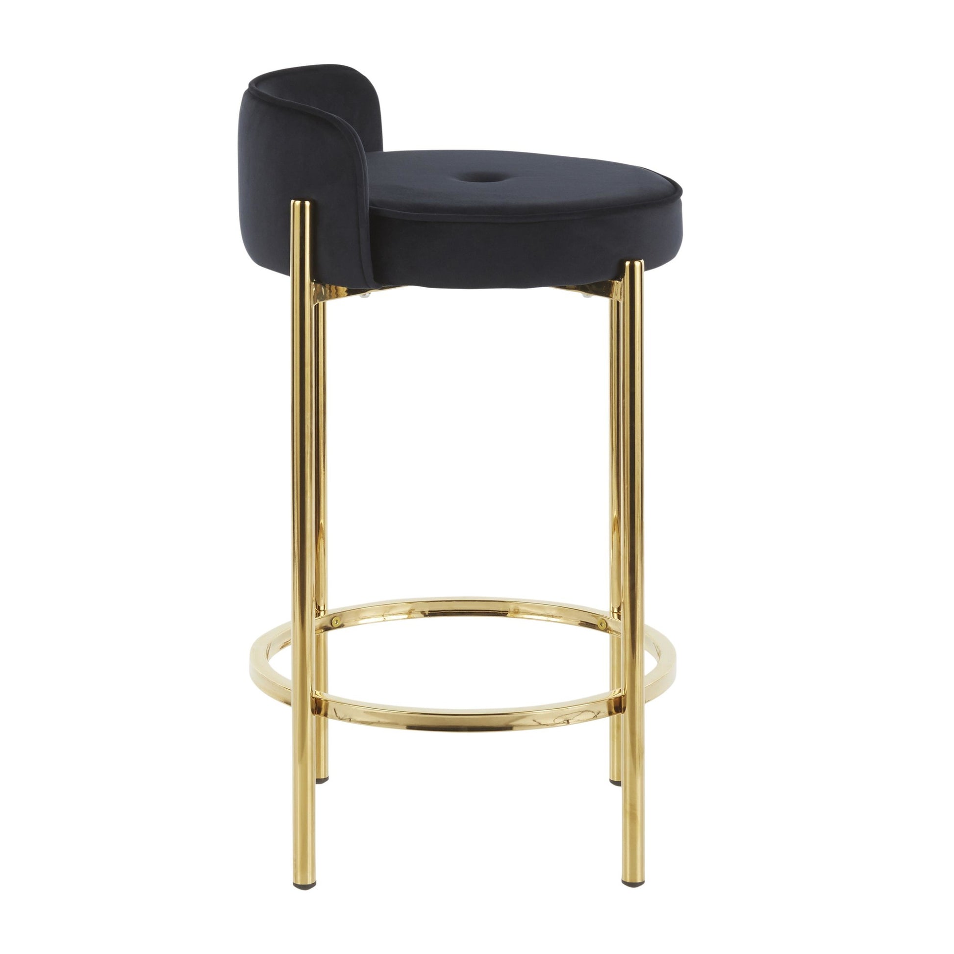 Chloe Contemporary Counter Stool in Gold Metal and Black Faux Leather By LumiSource - Set of 2 | Counter Stools | Modishstore - 6