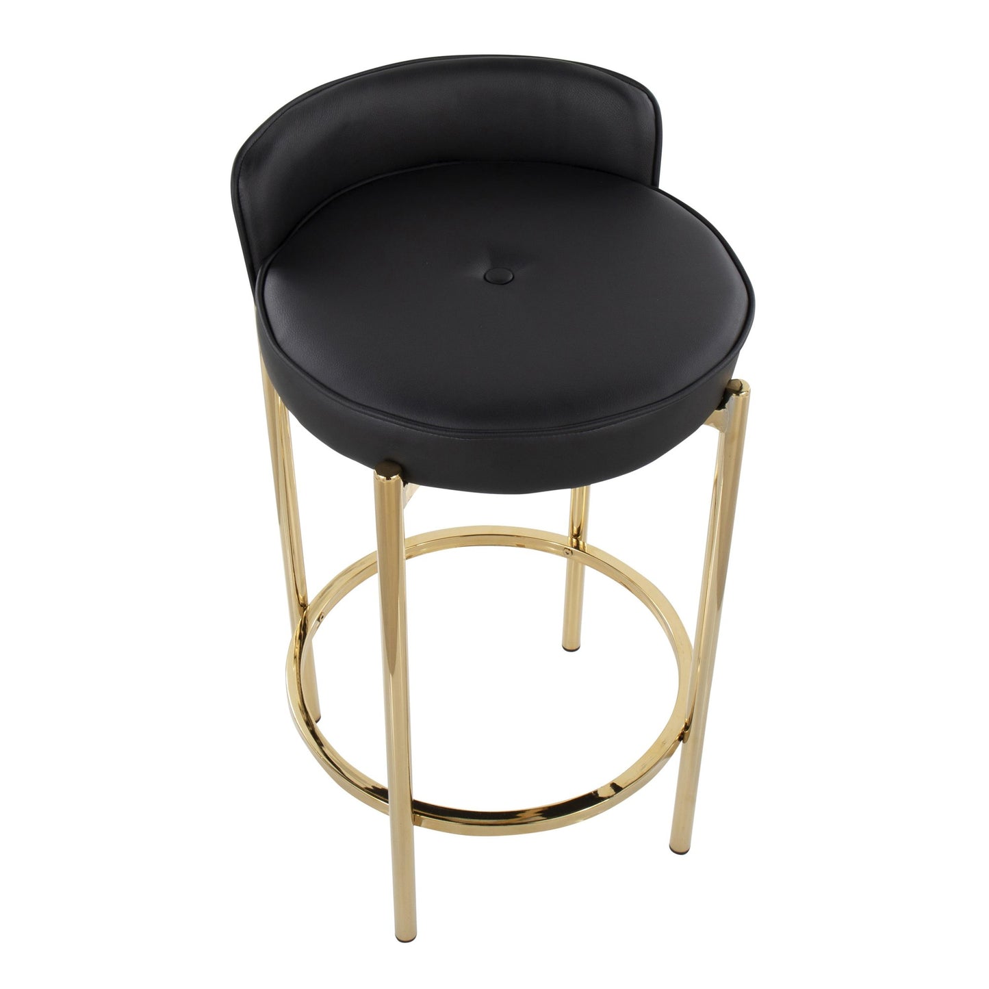 Chloe Contemporary Counter Stool in Gold Metal and Black Faux Leather By LumiSource - Set of 2 | Counter Stools | Modishstore - 3
