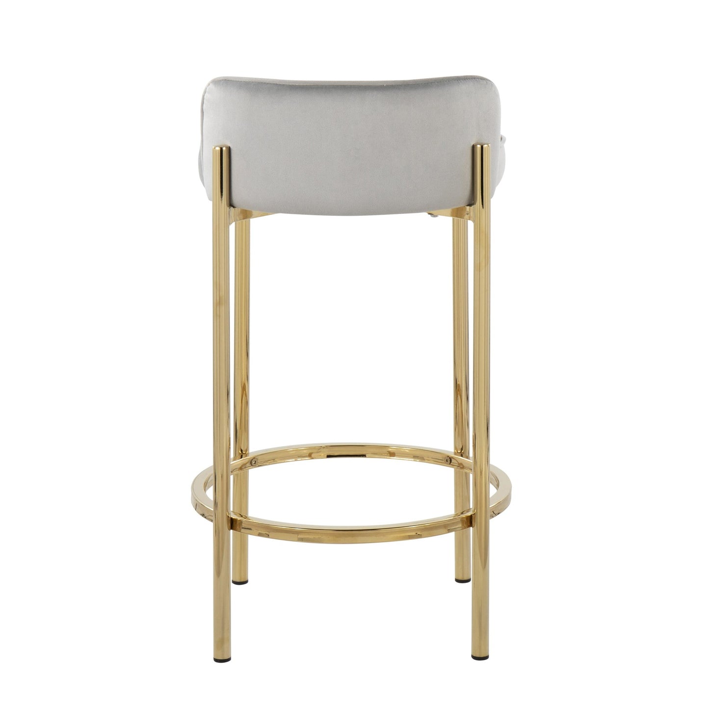 Chloe Contemporary Counter Stool in Gold Metal and Black Faux Leather By LumiSource - Set of 2 | Counter Stools | Modishstore - 16