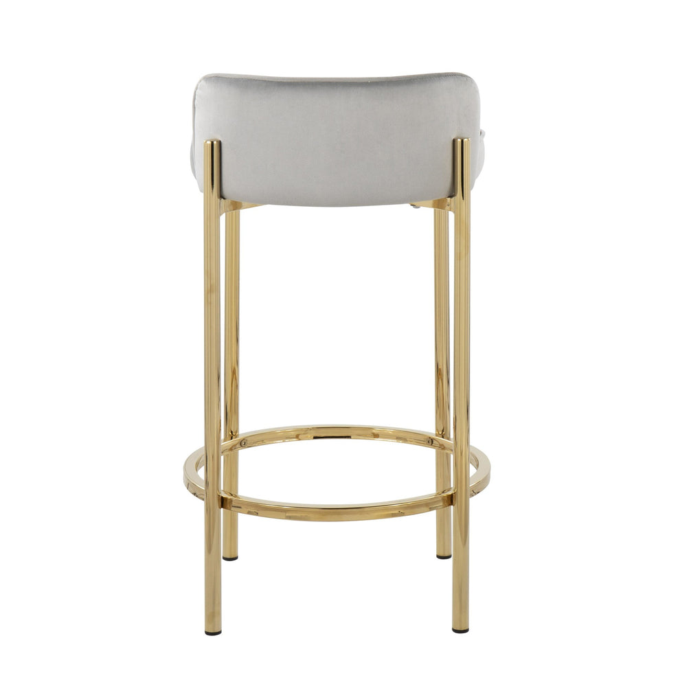 Chloe Contemporary Counter Stool in Gold Metal and Black Faux Leather By LumiSource - Set of 2 | Counter Stools | Modishstore - 16