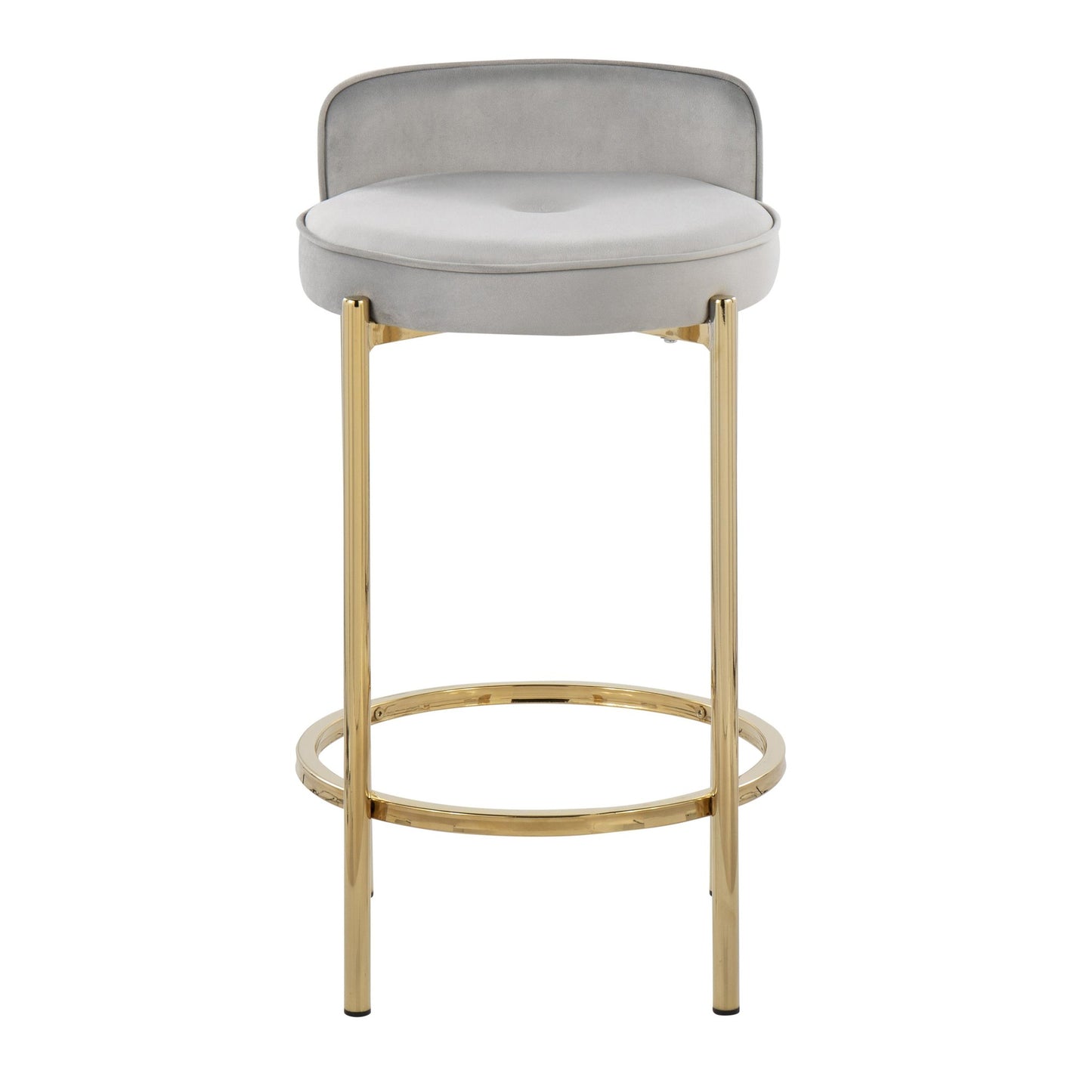 Chloe Contemporary Counter Stool in Gold Metal and Black Faux Leather By LumiSource - Set of 2 | Counter Stools | Modishstore - 10