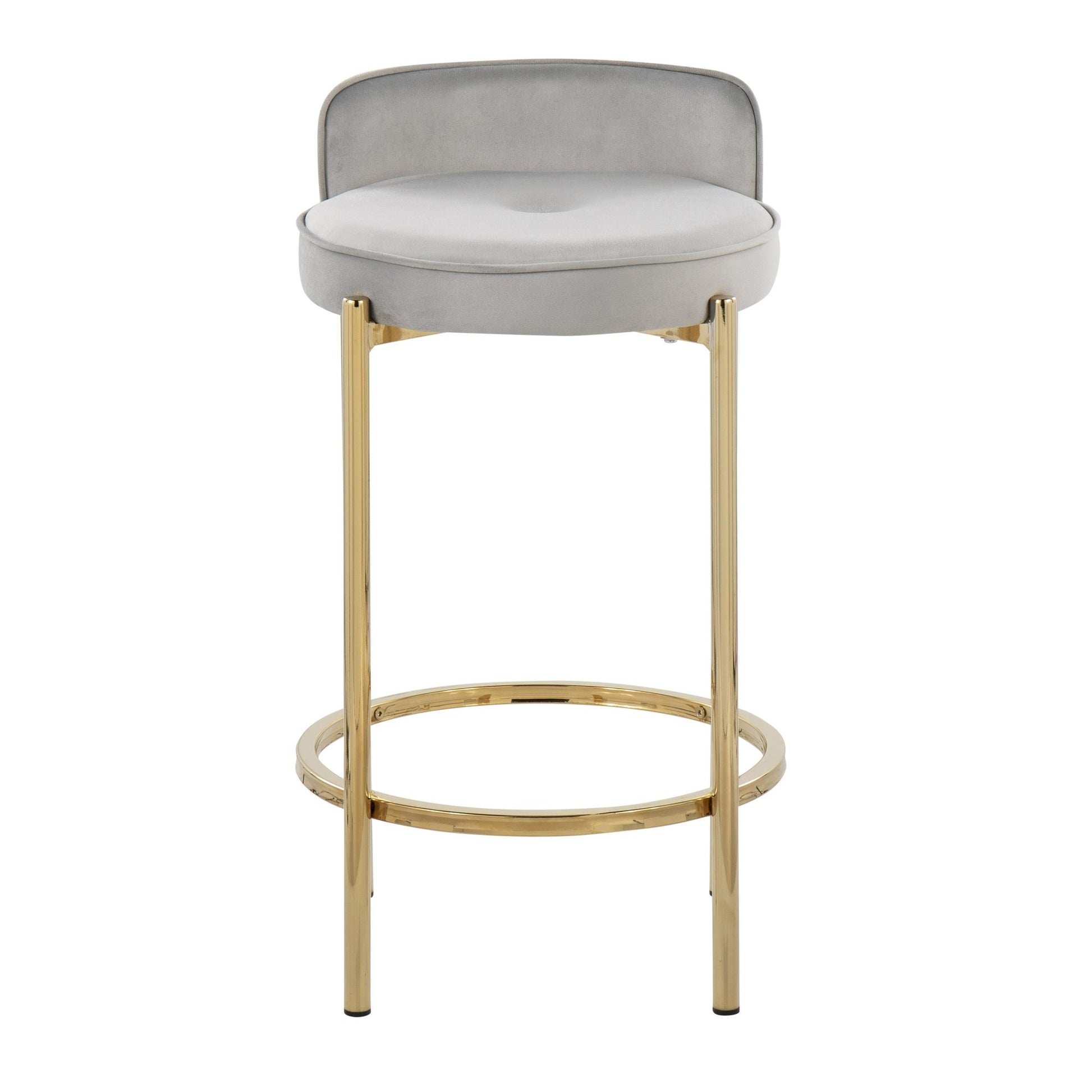 Chloe Contemporary Counter Stool in Gold Metal and Black Faux Leather By LumiSource - Set of 2 | Counter Stools | Modishstore - 10