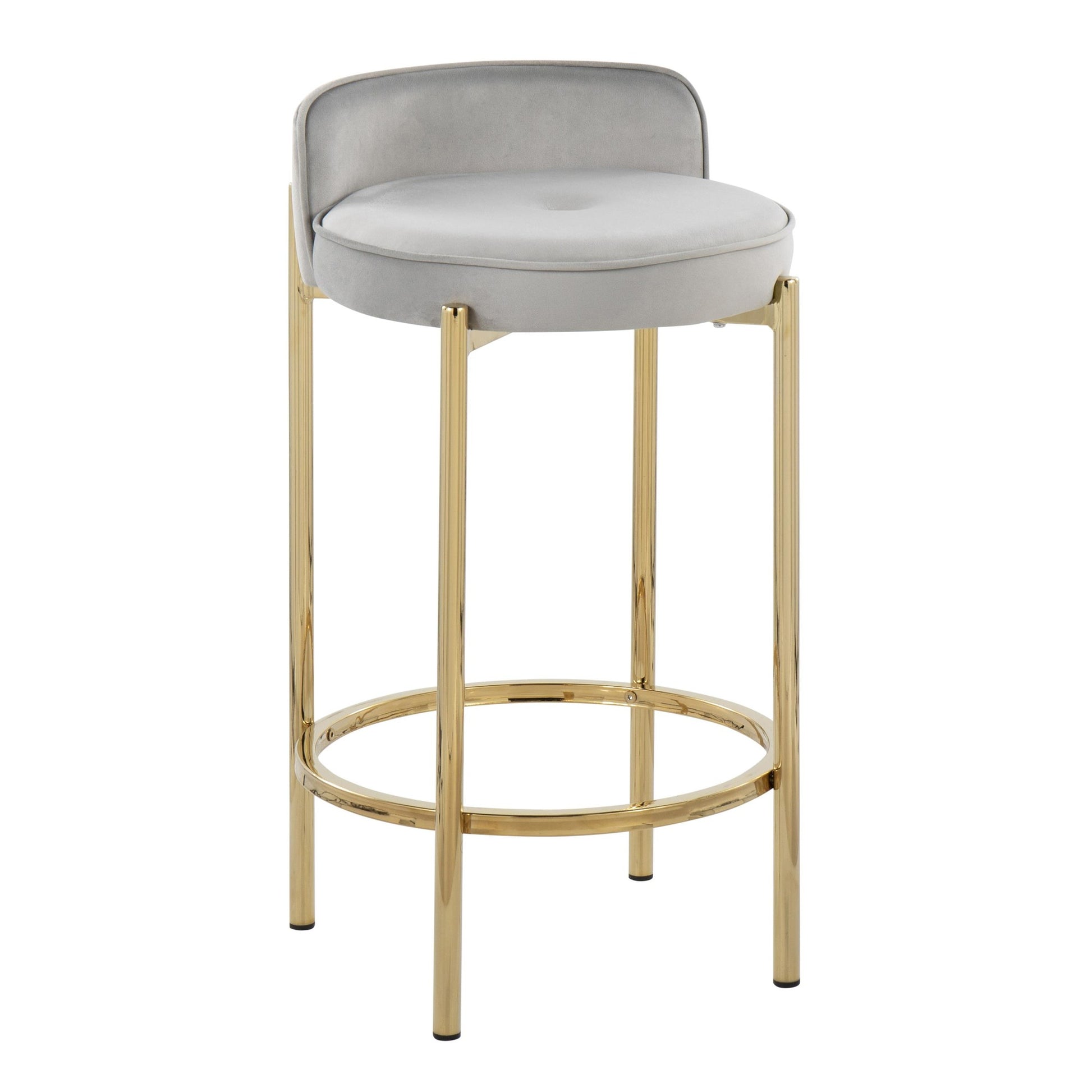 Chloe Contemporary Counter Stool in Gold Metal and Black Faux Leather By LumiSource - Set of 2 | Counter Stools | Modishstore - 13