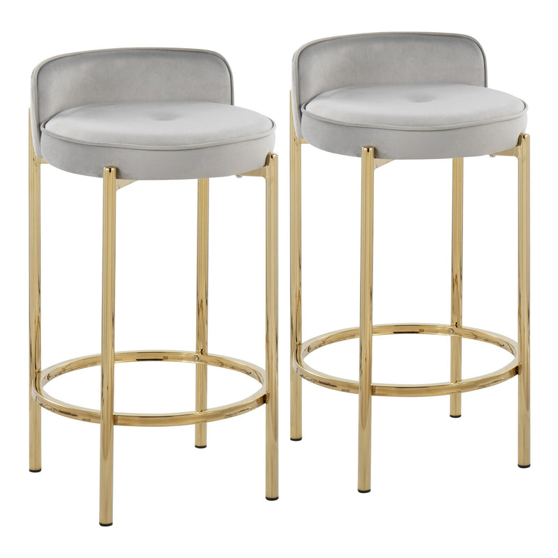 Chloe Contemporary Counter Stool in Gold Metal and Black Faux Leather By LumiSource - Set of 2 | Counter Stools | Modishstore - 9