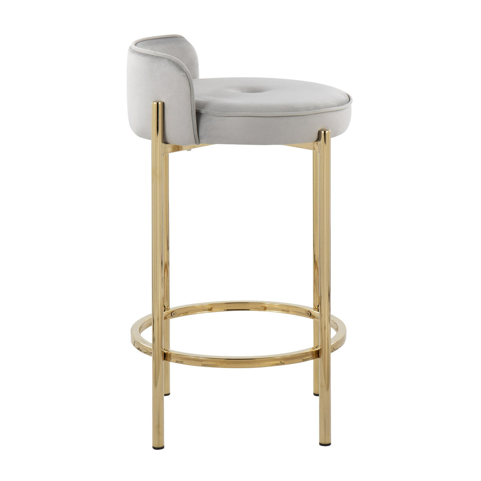 Chloe Contemporary Counter Stool in Gold Metal and Black Faux Leather By LumiSource - Set of 2 | Counter Stools | Modishstore - 14
