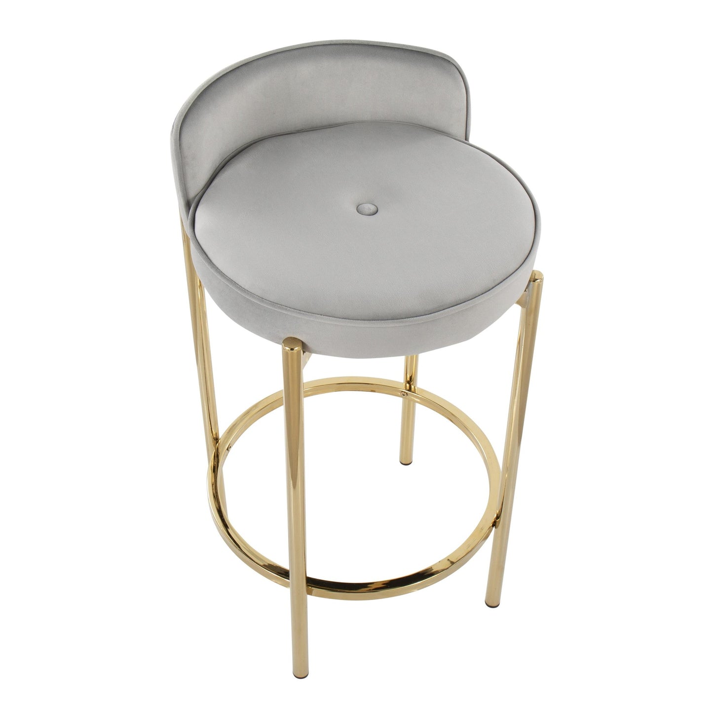 Chloe Contemporary Counter Stool in Gold Metal and Black Faux Leather By LumiSource - Set of 2 | Counter Stools | Modishstore - 11