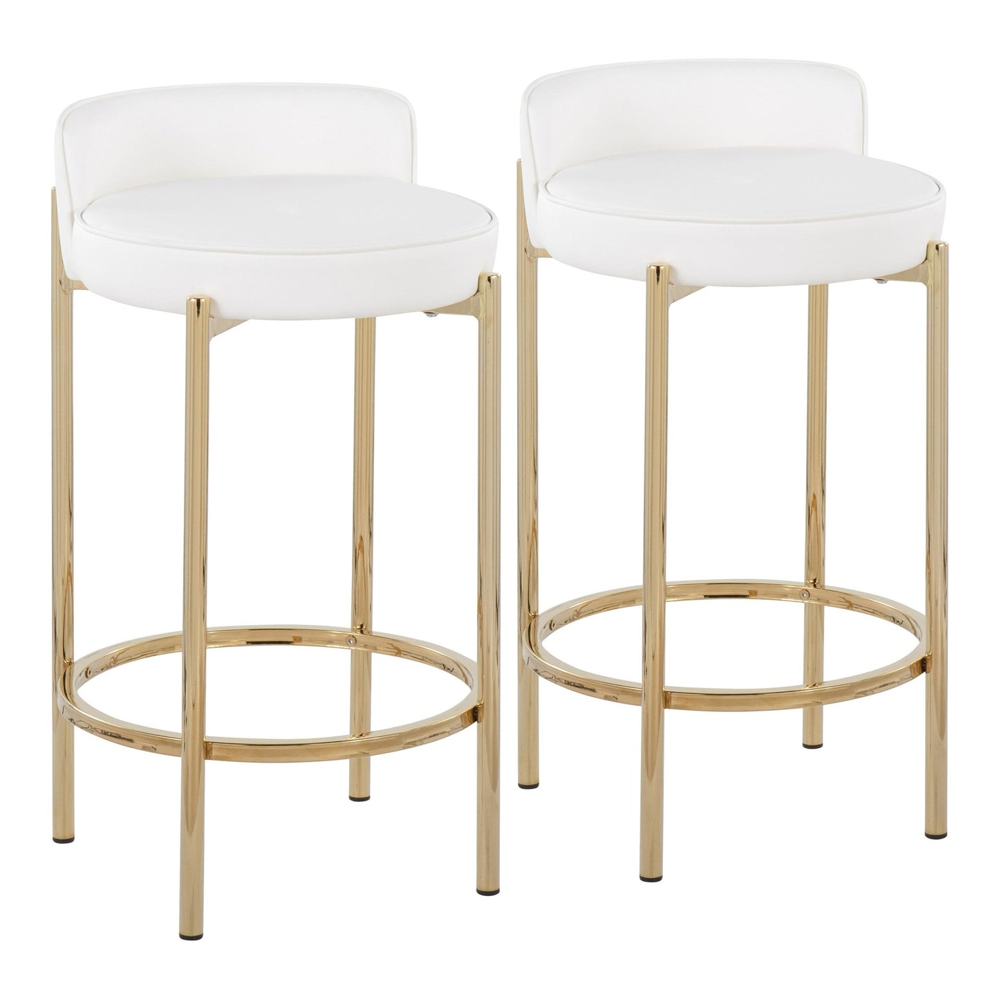 Chloe Contemporary Counter Stool in Gold Metal and Black Faux Leather By LumiSource - Set of 2 | Counter Stools | Modishstore - 17