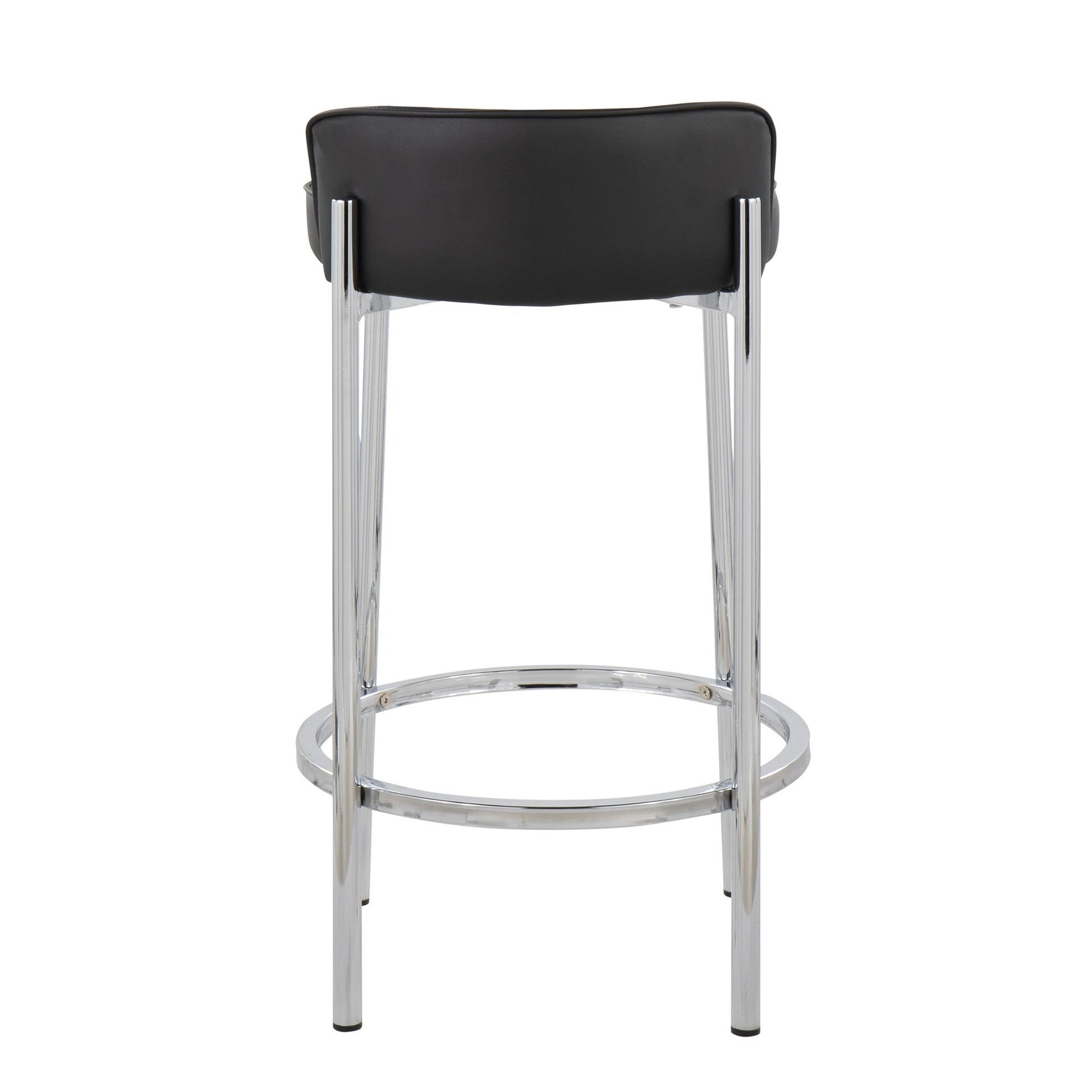 Chloe Contemporary Counter Stool in Chrome Metal and Black Faux Leather By LumiSource - Set of 2 | Counter Stools | Modishstore - 8