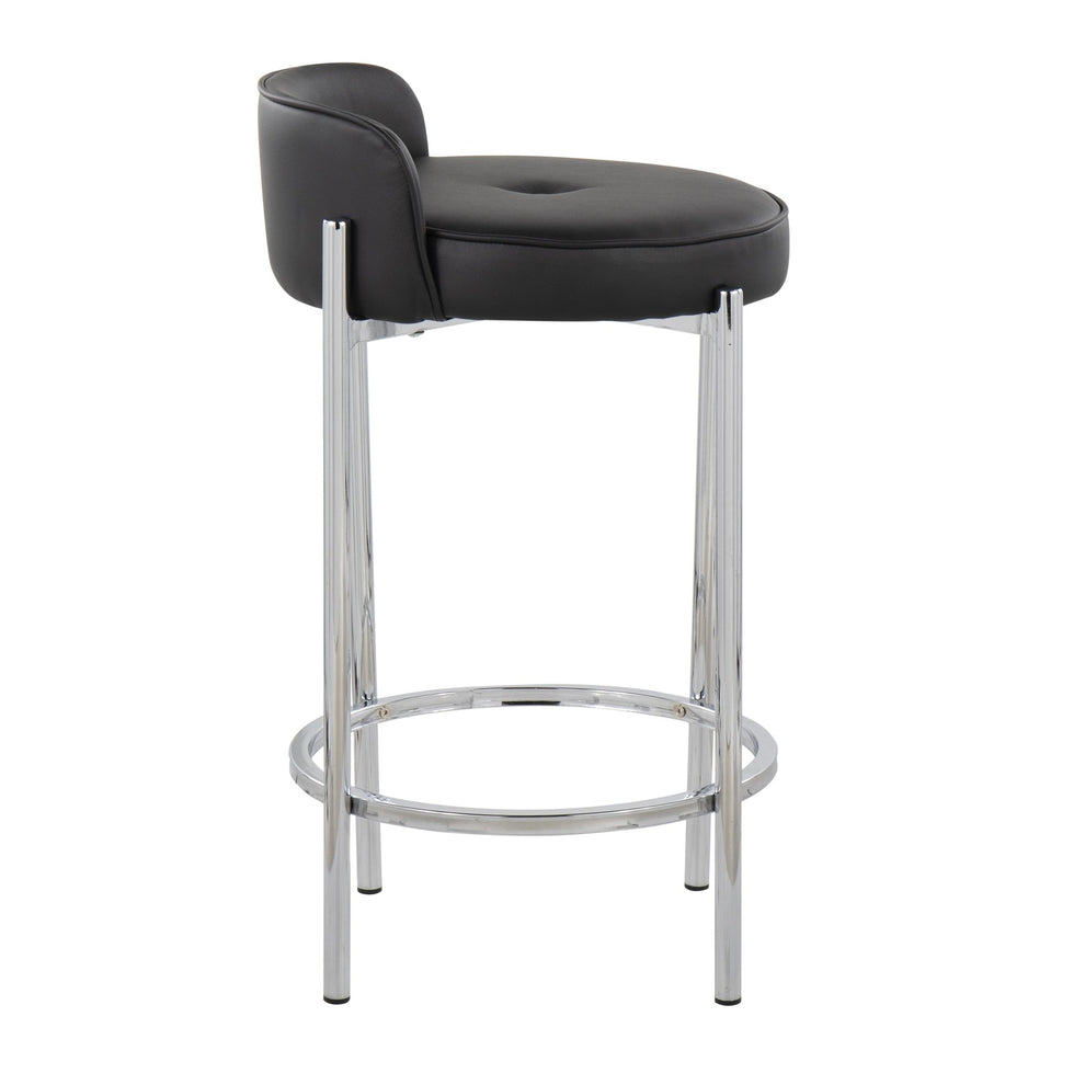 Chloe Contemporary Counter Stool in Chrome Metal and Black Faux Leather By LumiSource - Set of 2 | Counter Stools | Modishstore - 6