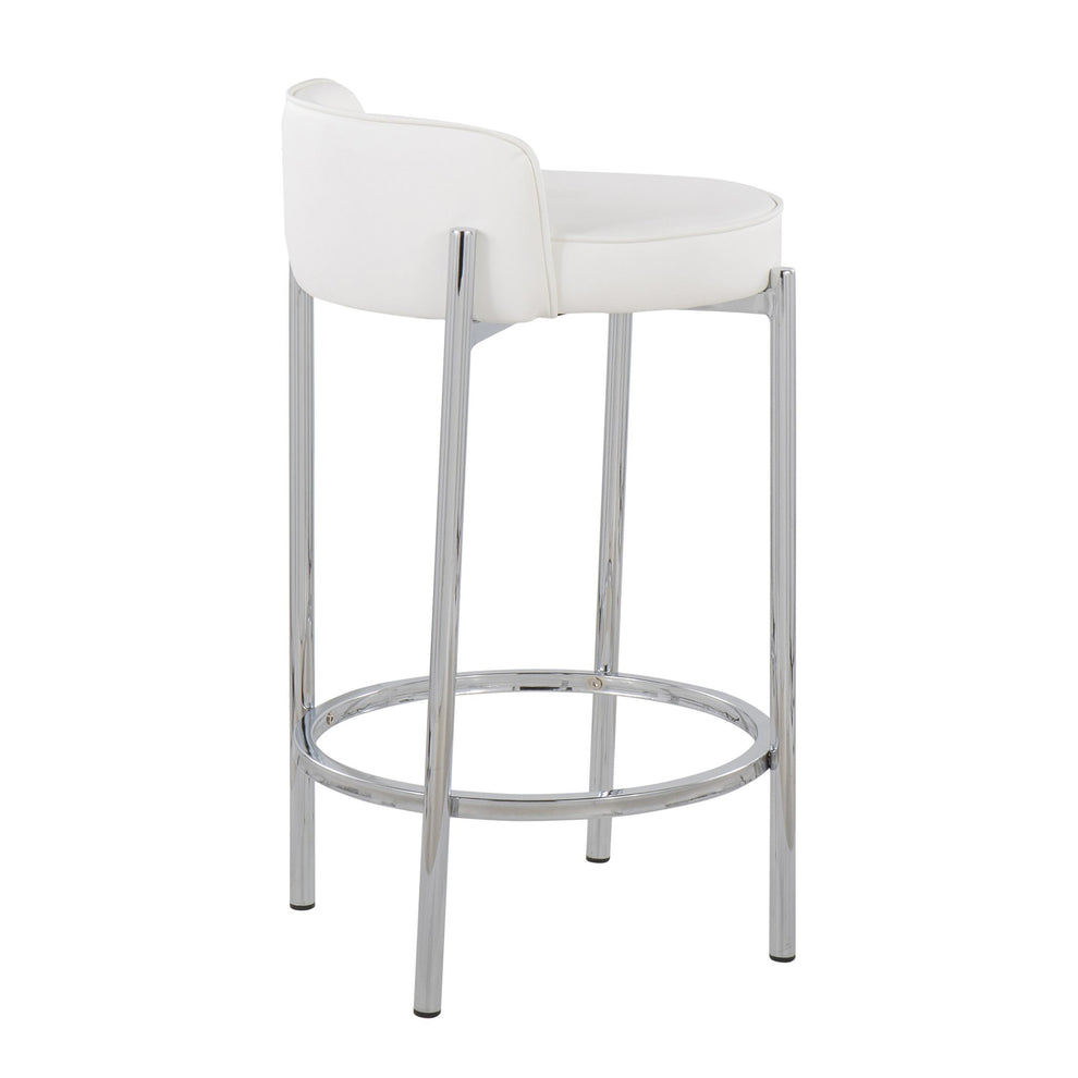 Chloe Contemporary Counter Stool in Chrome Metal and Black Faux Leather By LumiSource - Set of 2 | Counter Stools | Modishstore - 15