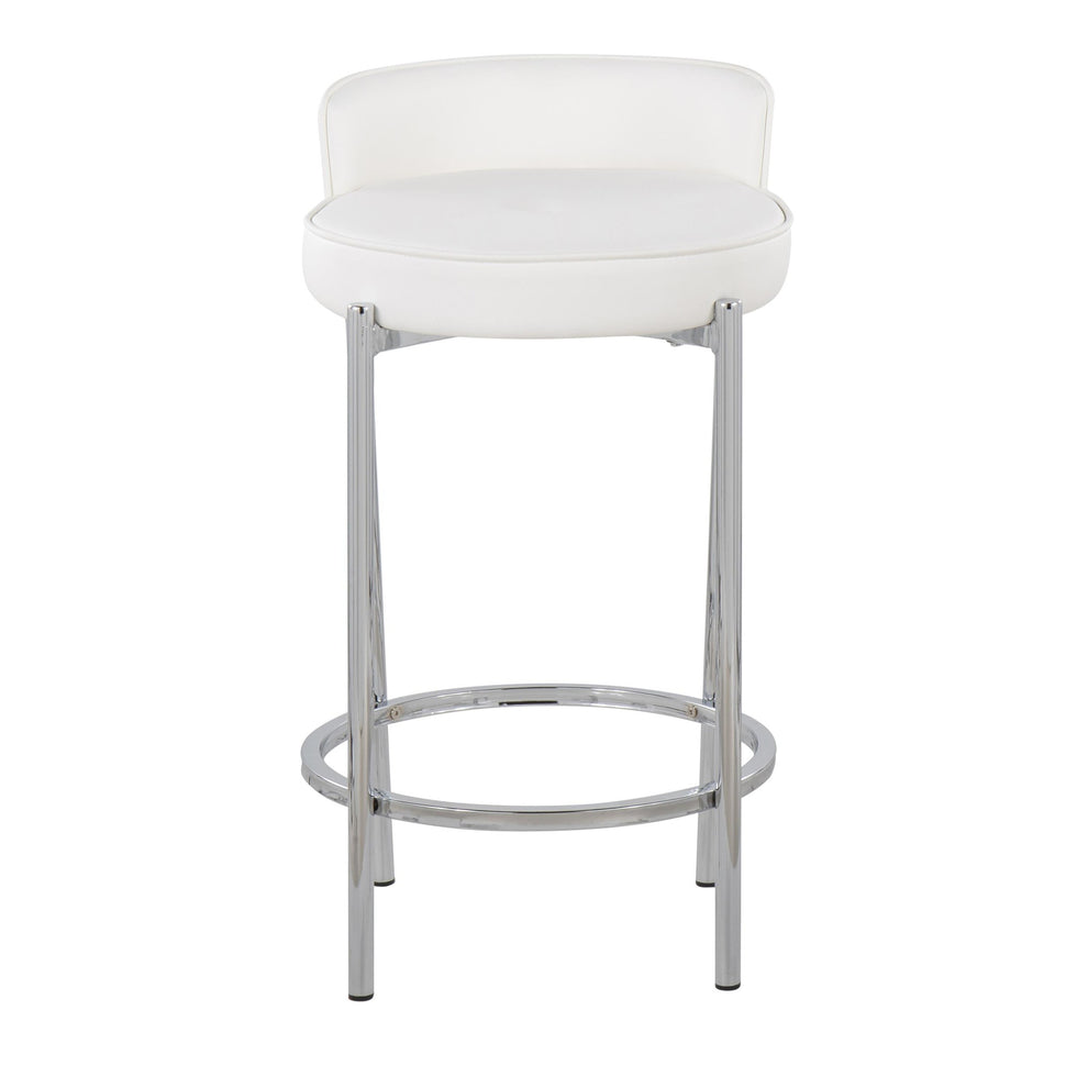 Chloe Contemporary Counter Stool in Chrome Metal and Black Faux Leather By LumiSource - Set of 2 | Counter Stools | Modishstore - 10