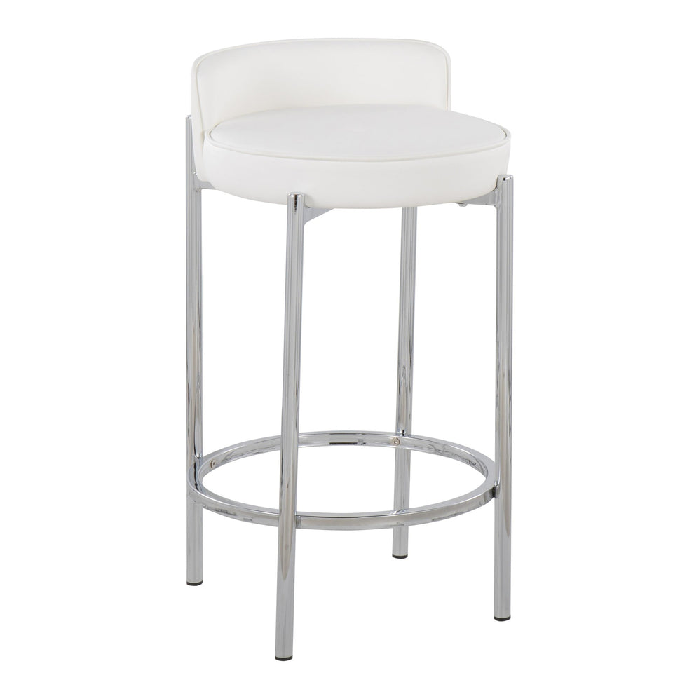 Chloe Contemporary Counter Stool in Chrome Metal and Black Faux Leather By LumiSource - Set of 2 | Counter Stools | Modishstore - 13