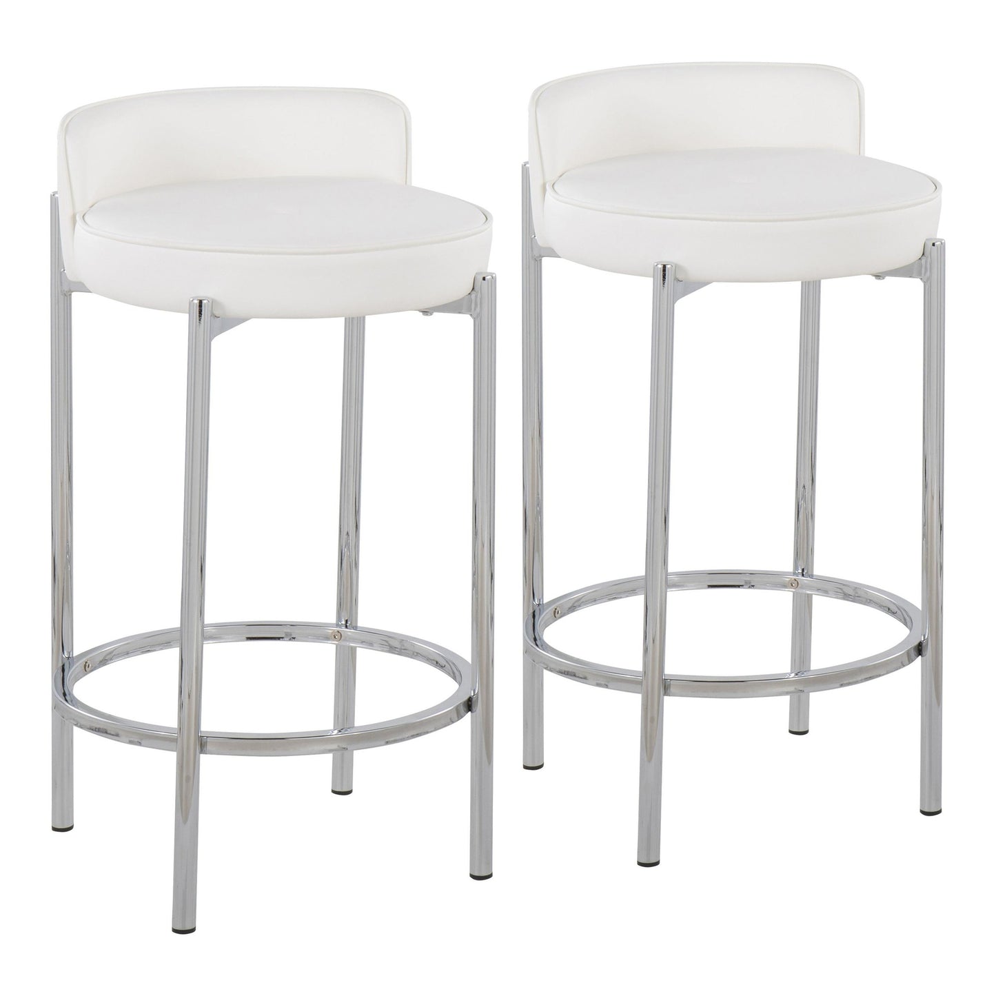 Chloe Contemporary Counter Stool in Chrome Metal and Black Faux Leather By LumiSource - Set of 2 | Counter Stools | Modishstore - 9