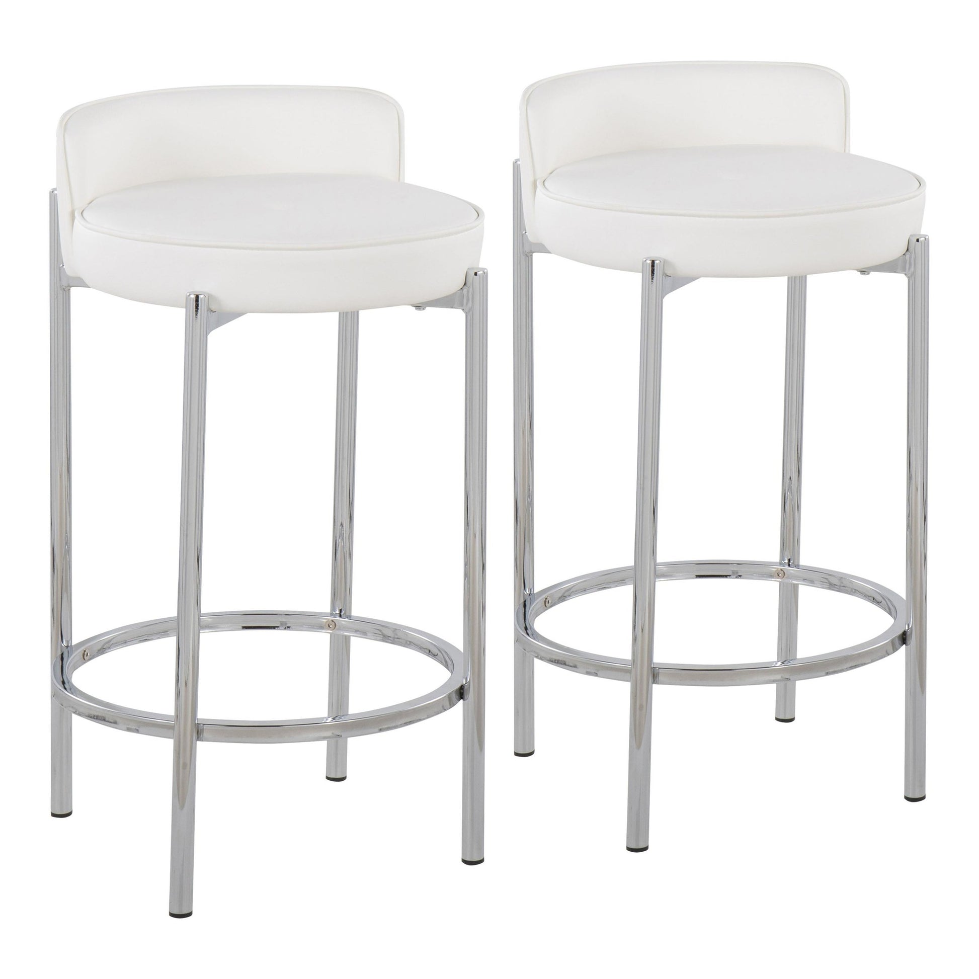 Chloe Contemporary Counter Stool in Chrome Metal and Black Faux Leather By LumiSource - Set of 2 | Counter Stools | Modishstore - 9