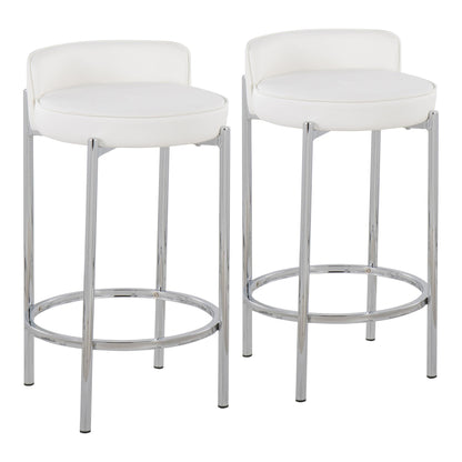 Chloe Contemporary Counter Stool in Chrome Metal and Black Faux Leather By LumiSource - Set of 2 | Counter Stools | Modishstore - 9