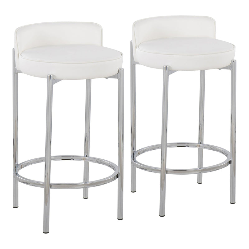 Chloe Contemporary Counter Stool in Chrome Metal and Black Faux Leather By LumiSource - Set of 2 | Counter Stools | Modishstore - 9