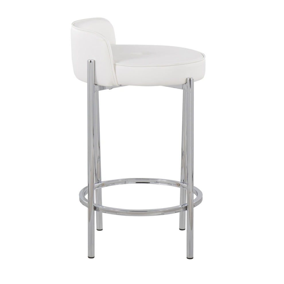Chloe Contemporary Counter Stool in Chrome Metal and Black Faux Leather By LumiSource - Set of 2 | Counter Stools | Modishstore - 14