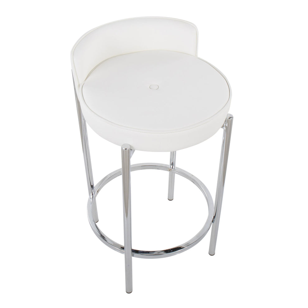 Chloe Contemporary Counter Stool in Chrome Metal and Black Faux Leather By LumiSource - Set of 2 | Counter Stools | Modishstore - 11