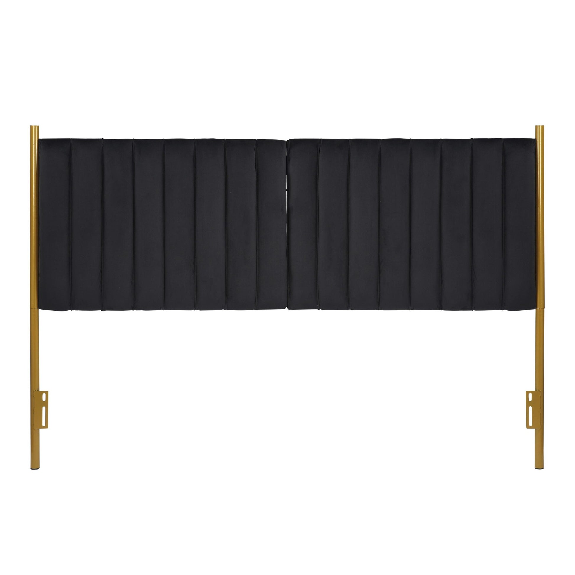 Chloe Contemporary/Glam King Headboard in Gold Steel and Black Velvet By LumiSource | Headboards | Modishstore - 8