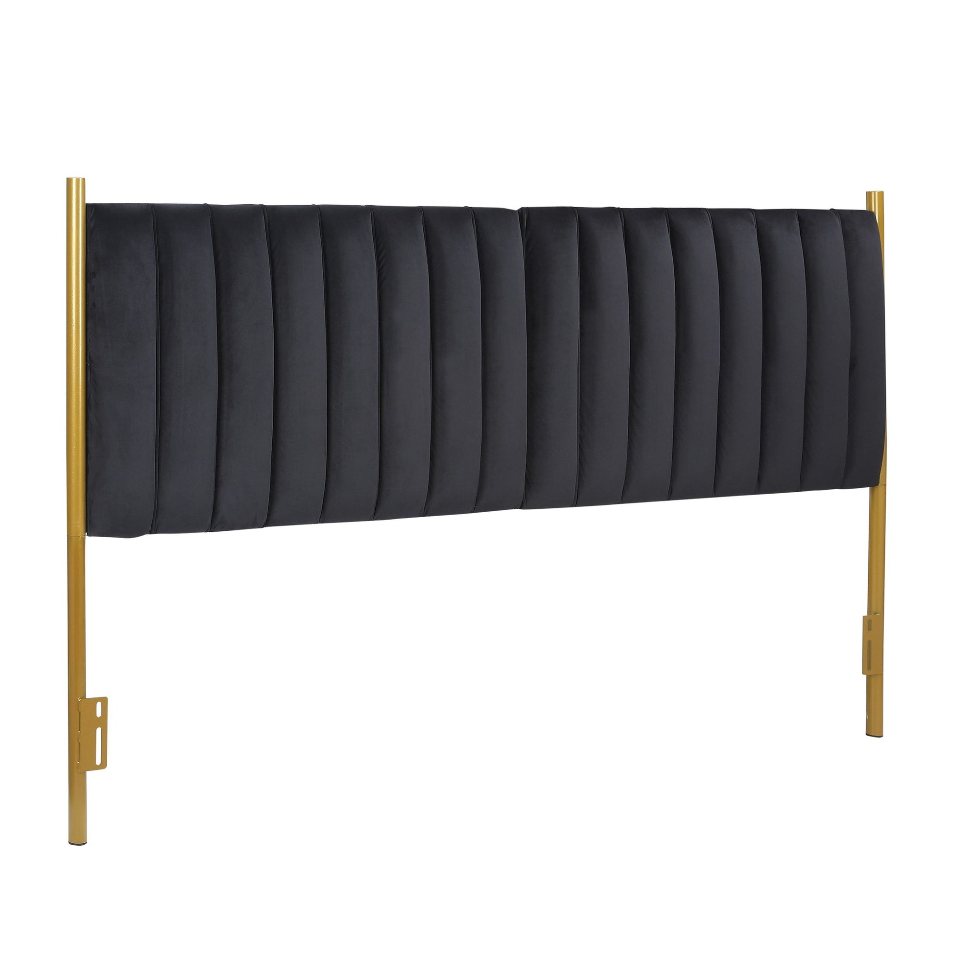 Chloe Contemporary/Glam King Headboard in Gold Steel and Black Velvet By LumiSource | Headboards | Modishstore