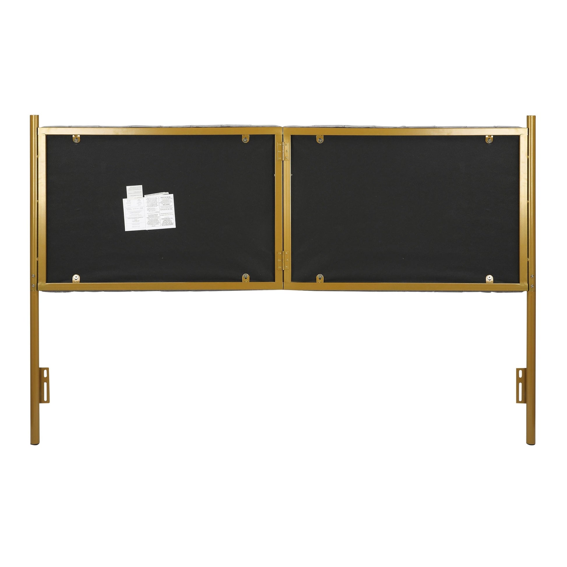 Chloe Contemporary/Glam King Headboard in Gold Steel and Black Velvet By LumiSource | Headboards | Modishstore - 26