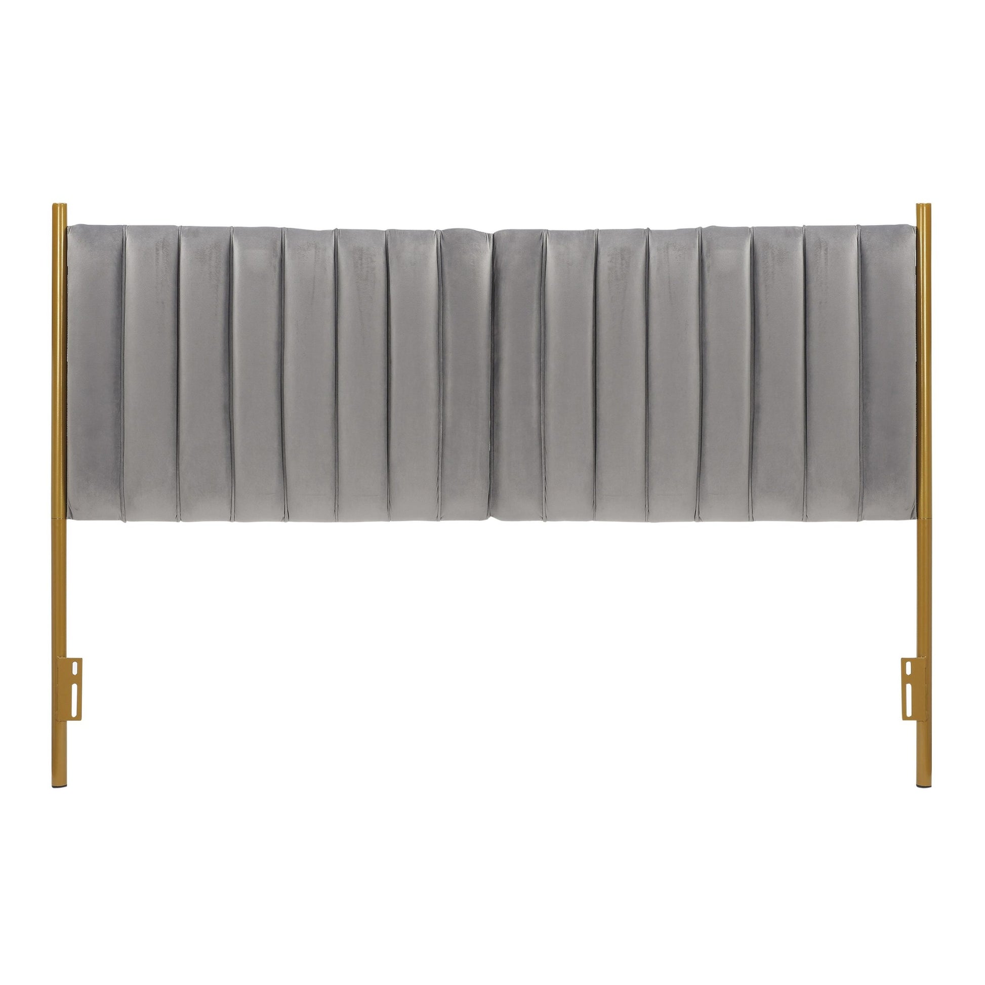 Chloe Contemporary/Glam King Headboard in Gold Steel and Black Velvet By LumiSource | Headboards | Modishstore - 27