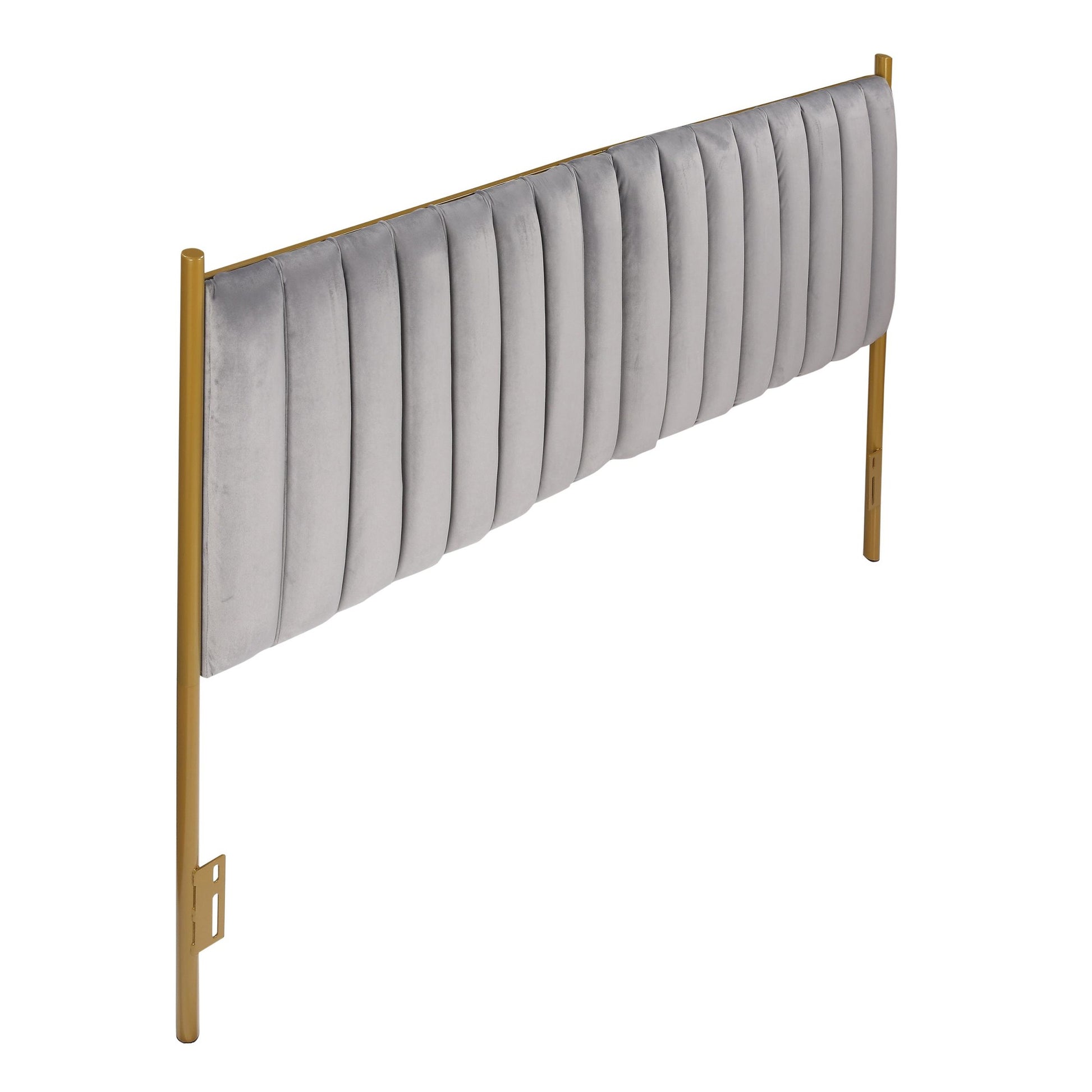 Chloe Contemporary/Glam King Headboard in Gold Steel and Black Velvet By LumiSource | Headboards | Modishstore - 21