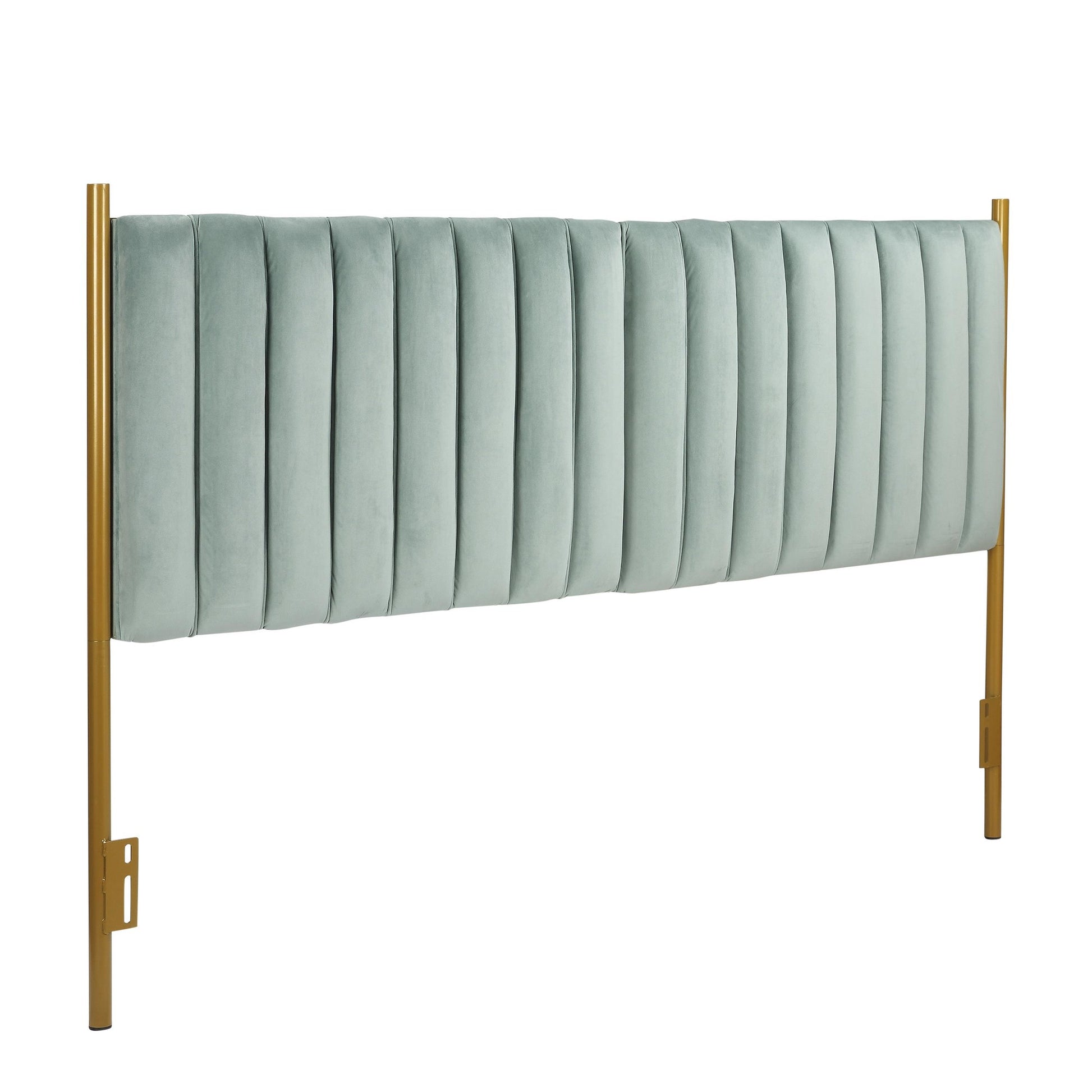 Chloe Contemporary/Glam King Headboard in Gold Steel and Black Velvet By LumiSource | Headboards | Modishstore - 28