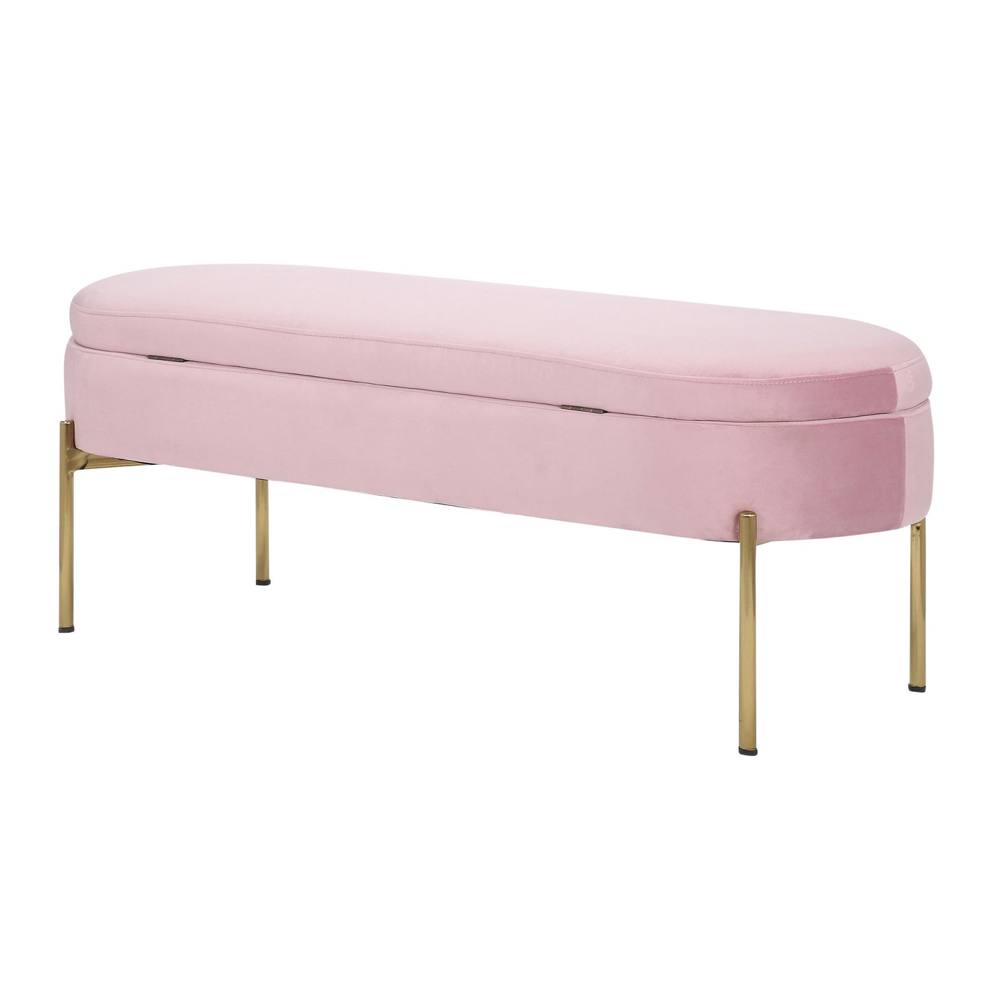 Chloe Contemporary/Glam Storage Bench in Gold Metal and Blush Pink Velvet By LumiSource | Benches | Modishstore - 10