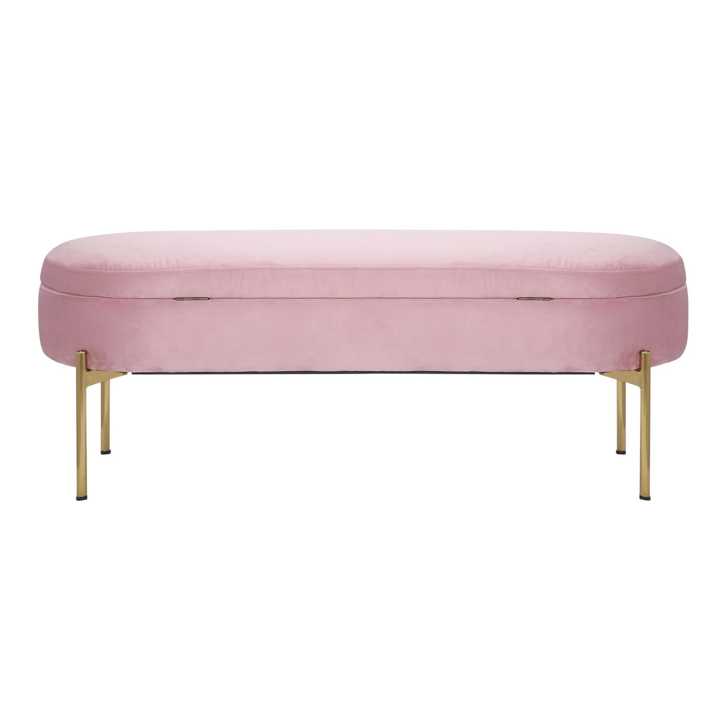 Chloe Contemporary/Glam Storage Bench in Gold Metal and Blush Pink Velvet By LumiSource | Benches | Modishstore - 11