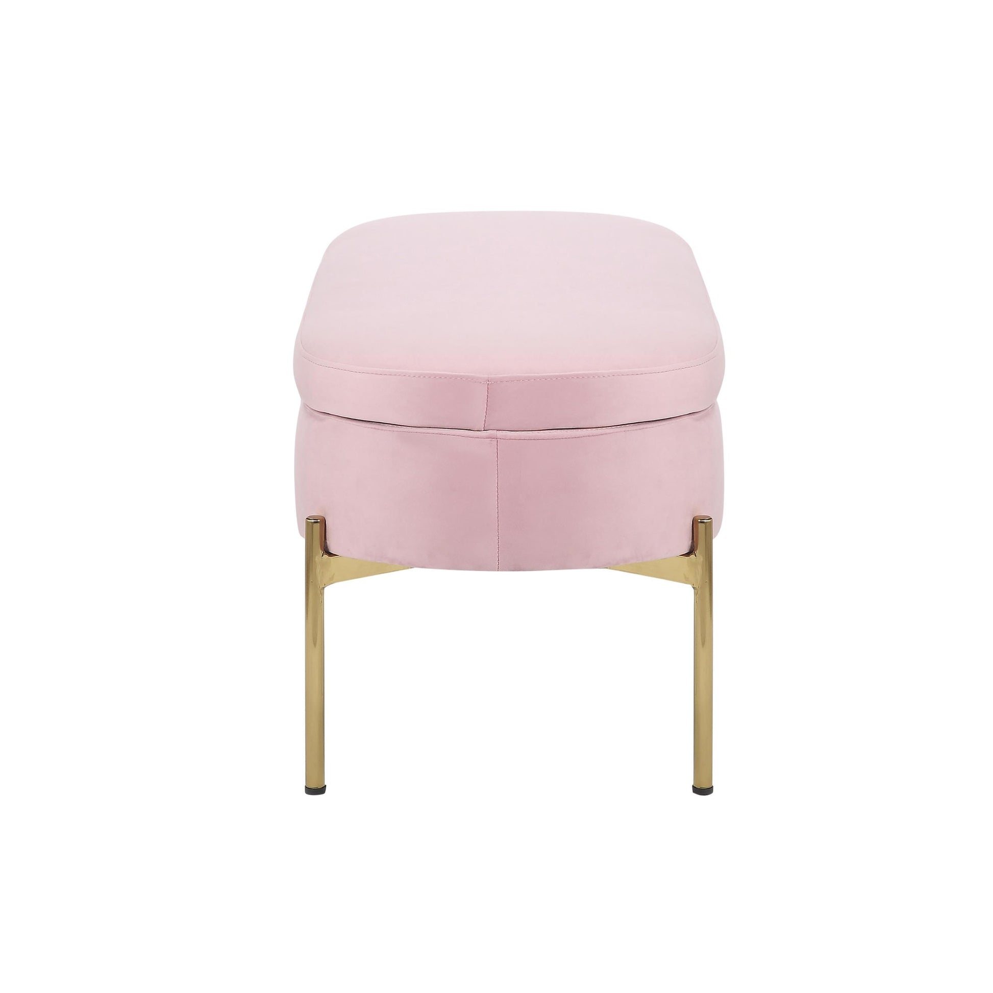Chloe Contemporary/Glam Storage Bench in Gold Metal and Blush Pink Velvet By LumiSource | Benches | Modishstore - 9