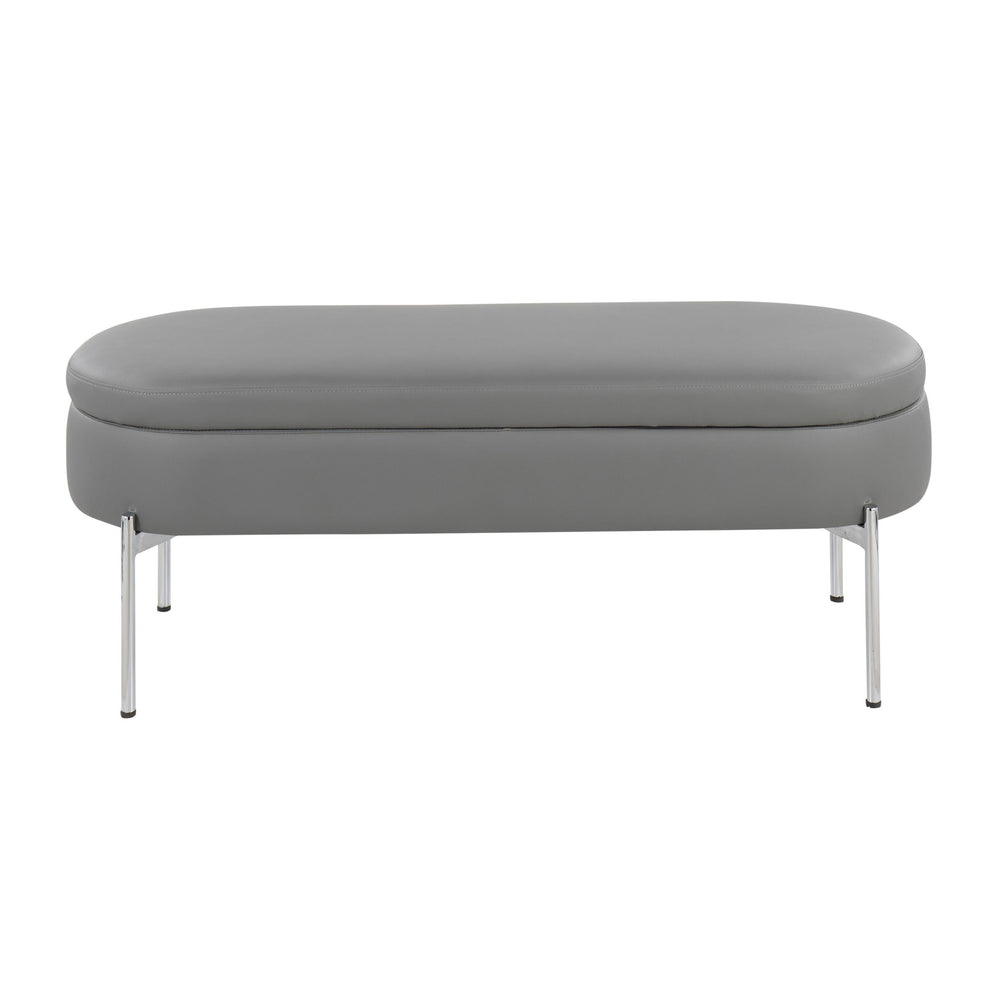Chloe Contemporary/Glam Storage Bench in Chrome Metal and Black Faux Leather By LumiSource | Benches | Modishstore - 10