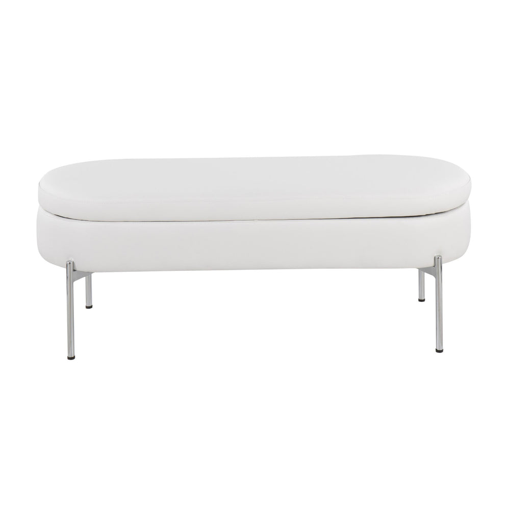 Chloe Contemporary/Glam Storage Bench in Chrome Metal and Black Faux Leather By LumiSource | Benches | Modishstore - 18