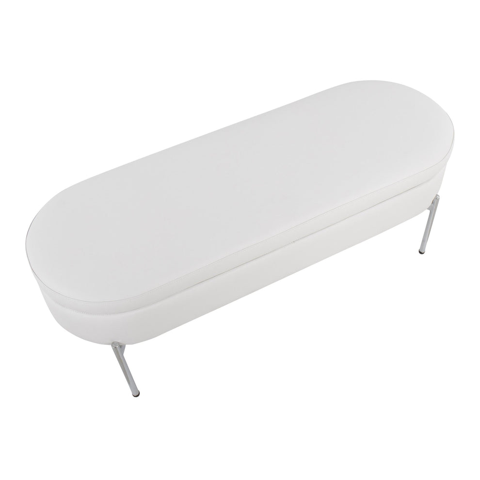 Chloe Contemporary/Glam Storage Bench in Chrome Metal and Black Faux Leather By LumiSource | Benches | Modishstore - 19