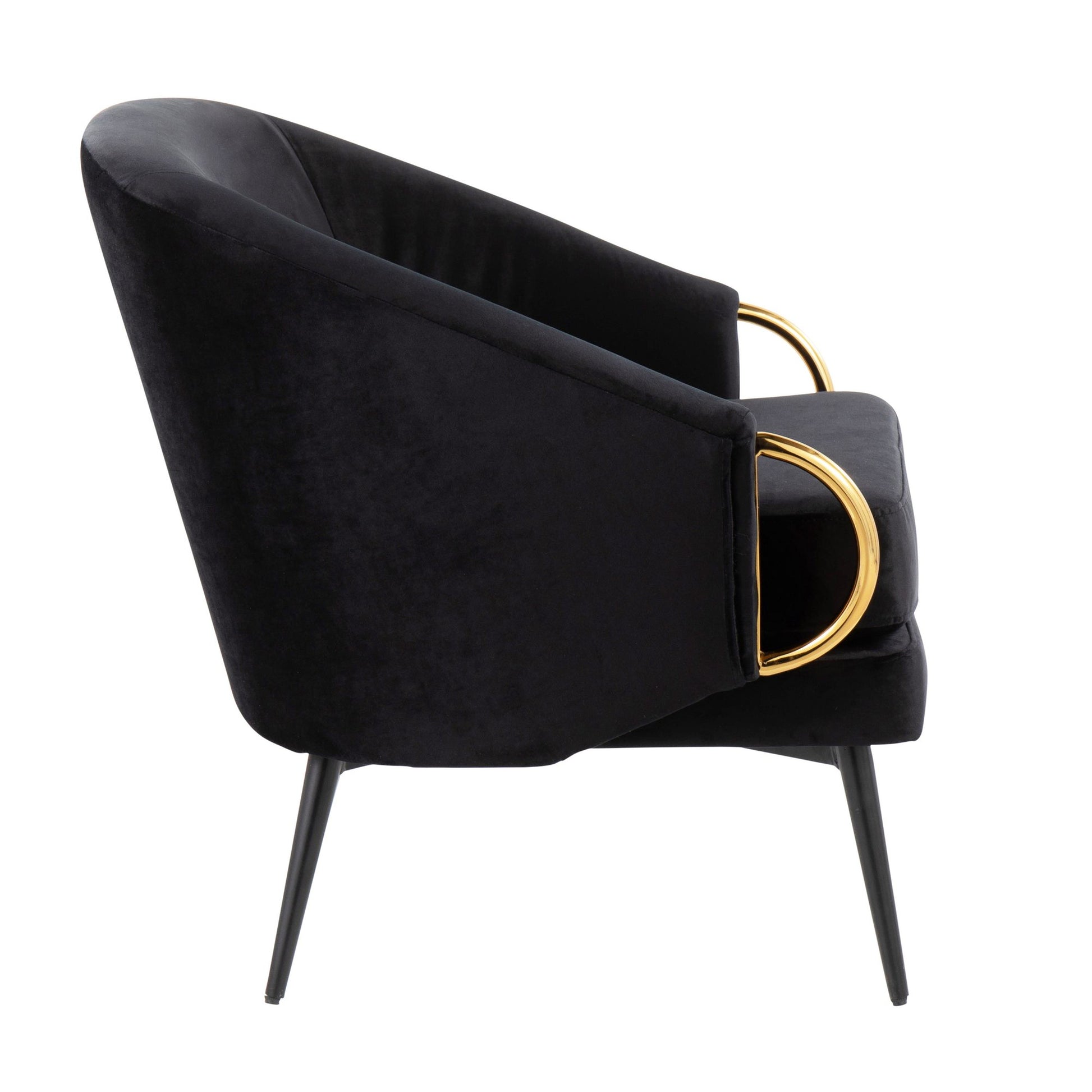 Claire Contemporary/Glam Accent Chair in Black Steel and Black Velvet with Gold Steel Accents By LumiSource | Accent Chairs | Modishstore - 4