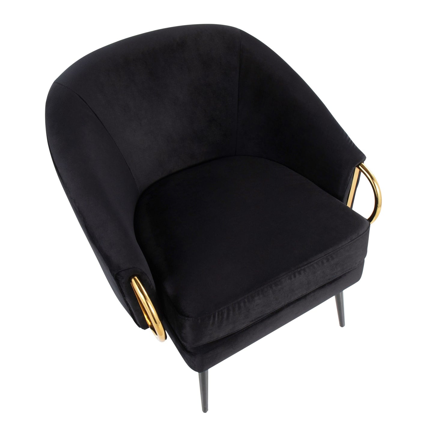 Claire Contemporary/Glam Accent Chair in Black Steel and Black Velvet with Gold Steel Accents By LumiSource | Accent Chairs | Modishstore - 2