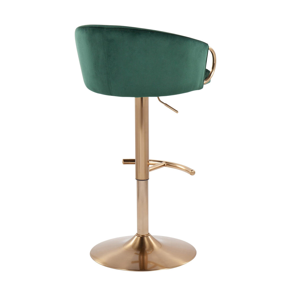 Claire Contemporary/Glam Adjustable  Bar Stool in Gold Metal and Black Velvet By LumiSource - Set of 2 | Bar Stools | Modishstore - 15